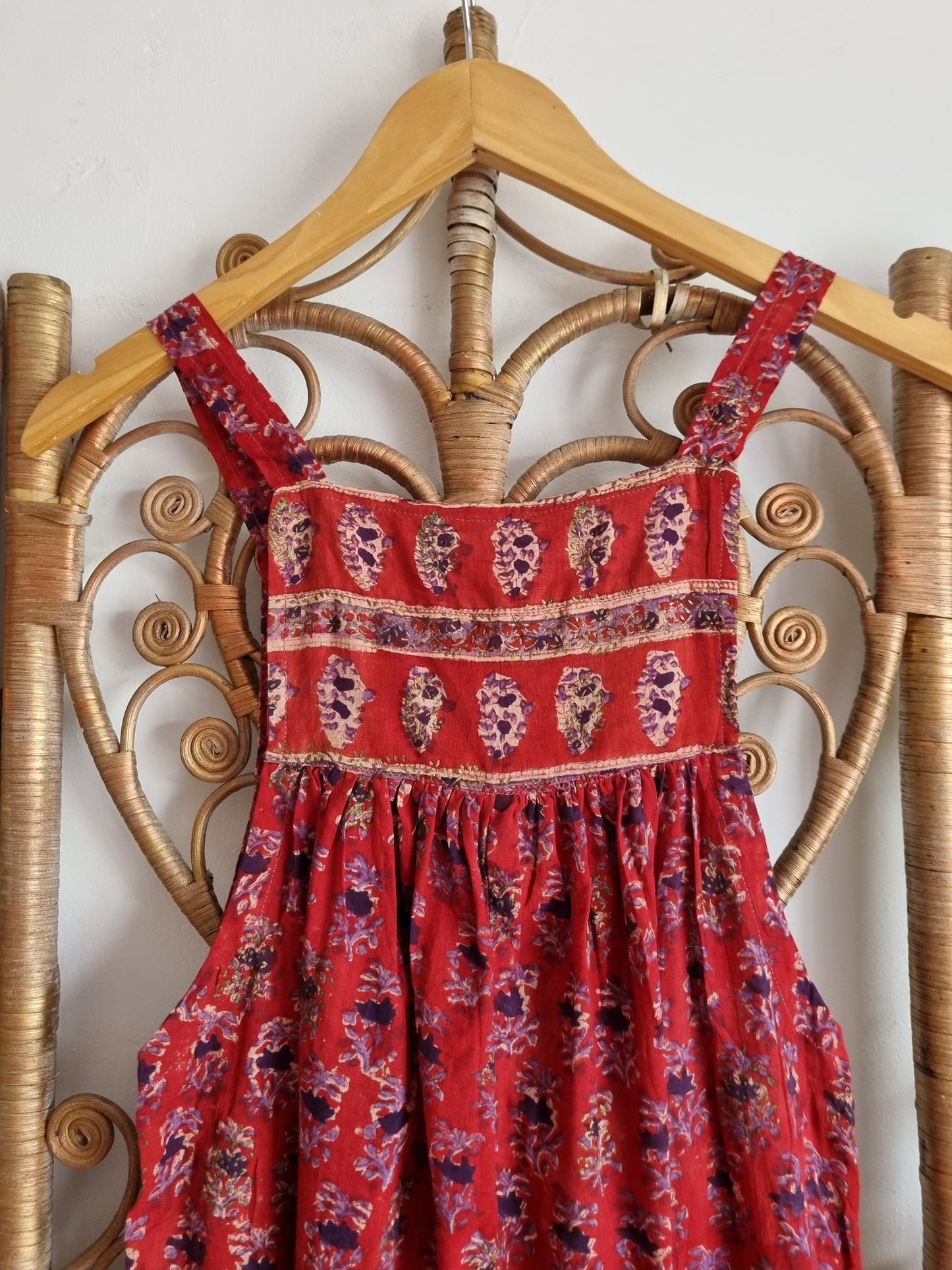 Vintage red gold stamped cotton jumpsuit junior xxs