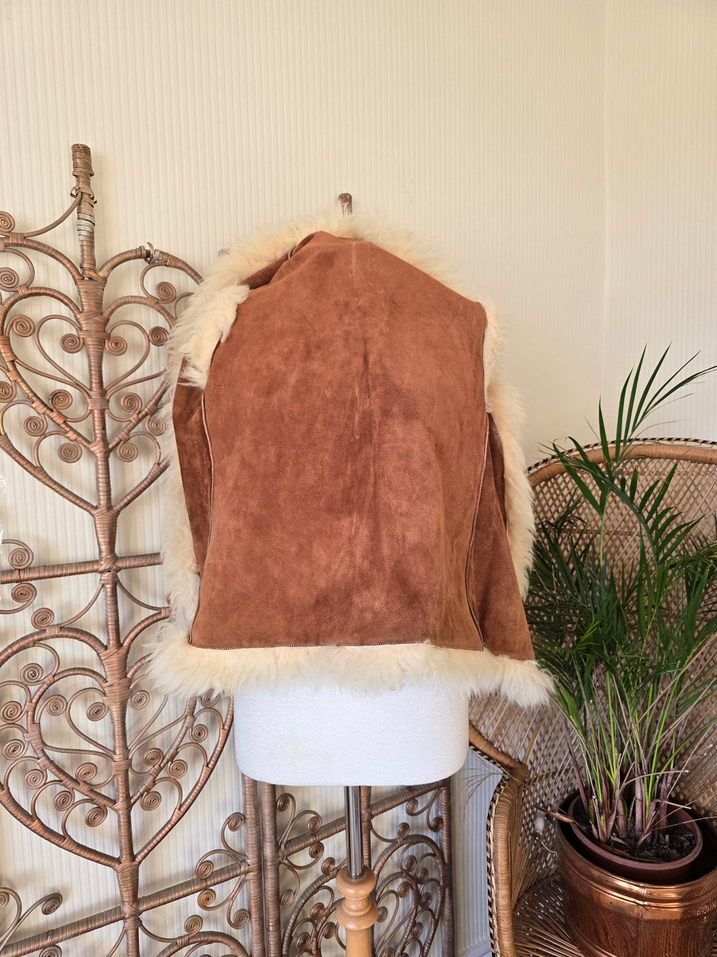 Reserved please dont buy Vintage suede sheepskin waistcoat S/M