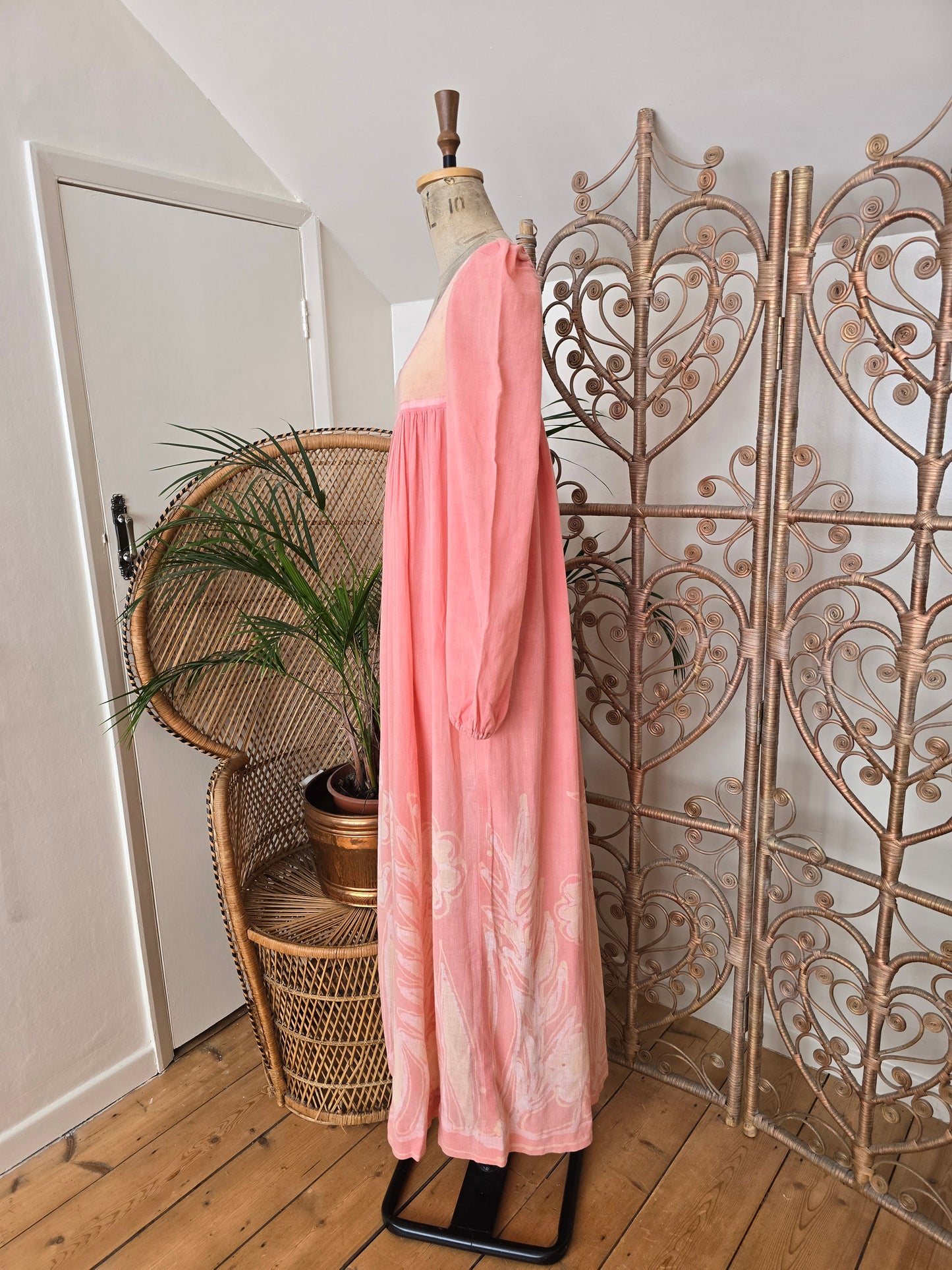 Vintage cotton smock maxi dress