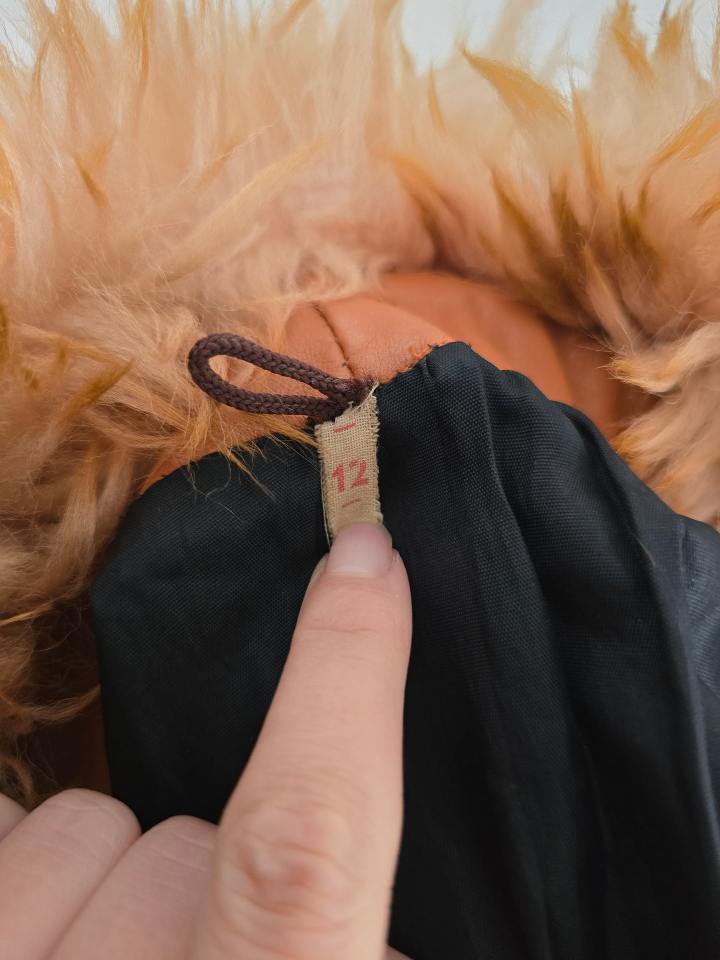 Vintage sheepskin collar leather coat