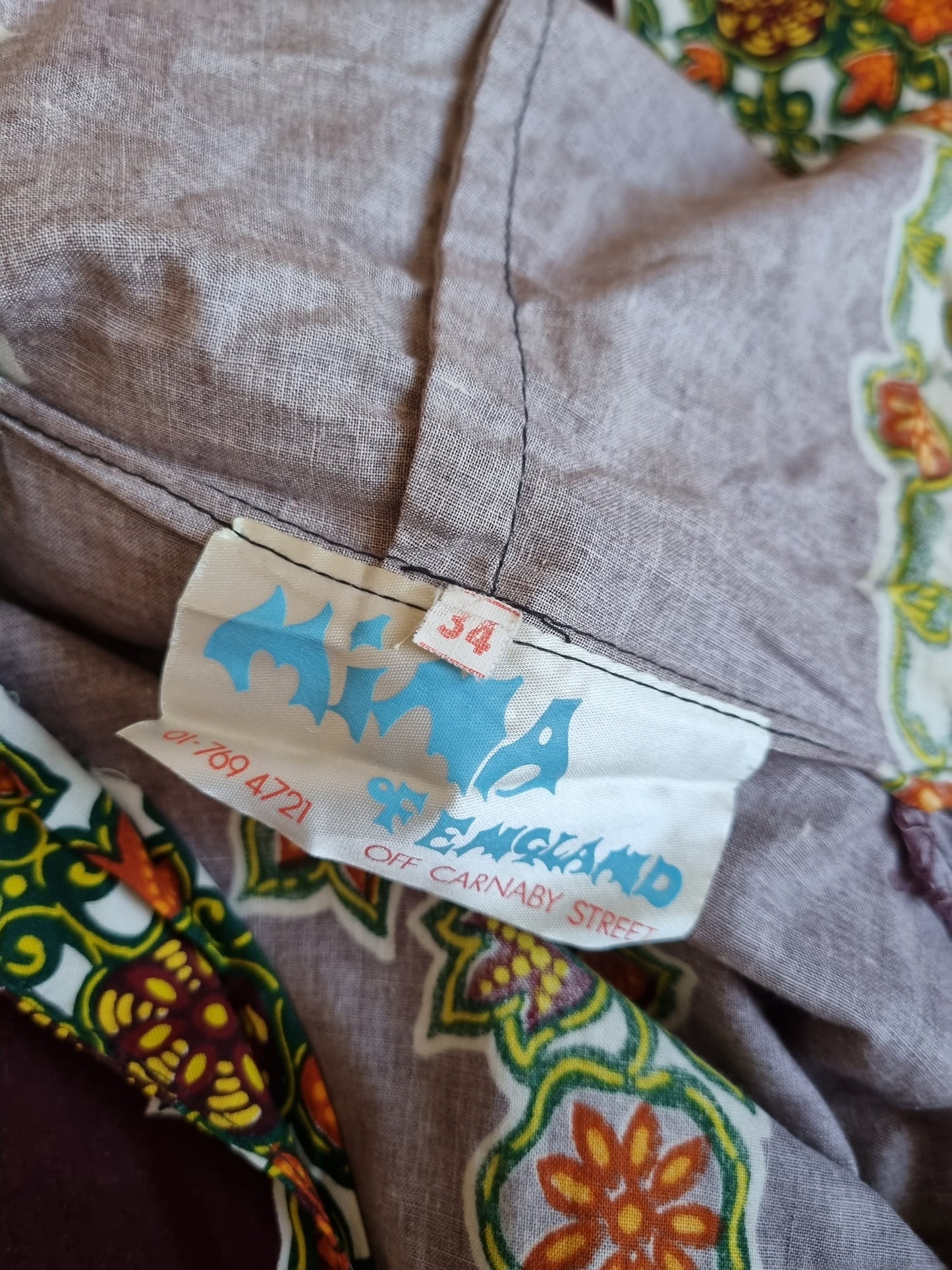 Vintage Mina of London 70s hooded dashiki dress