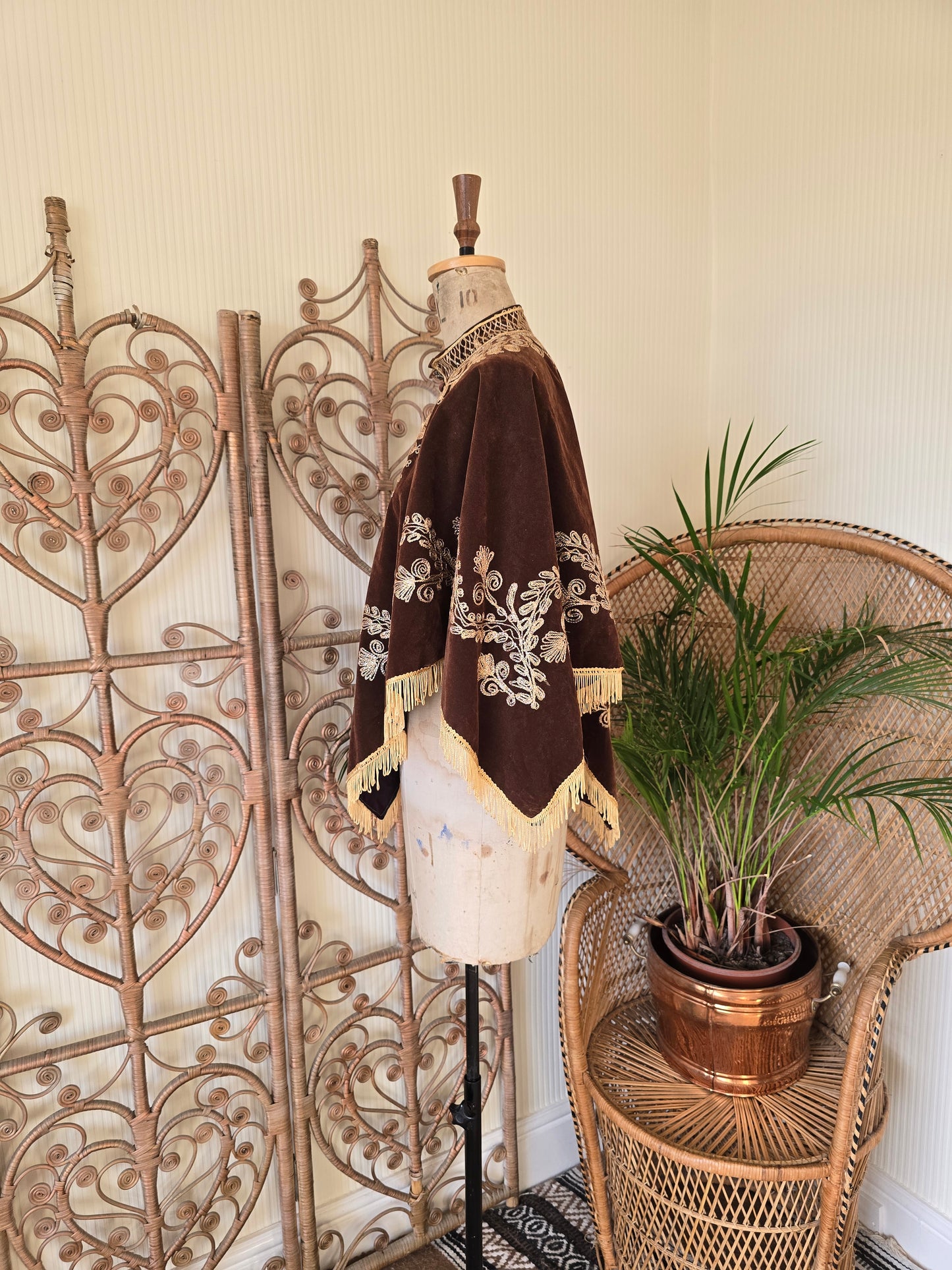 Vintage velvet cape poncho