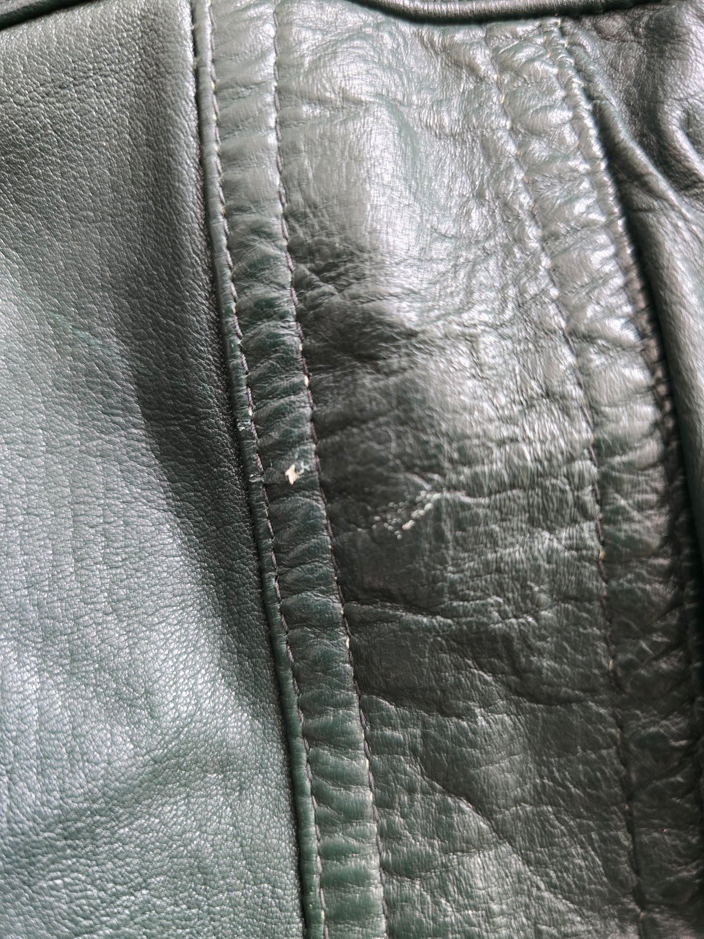Vintage leather peak collar jacket