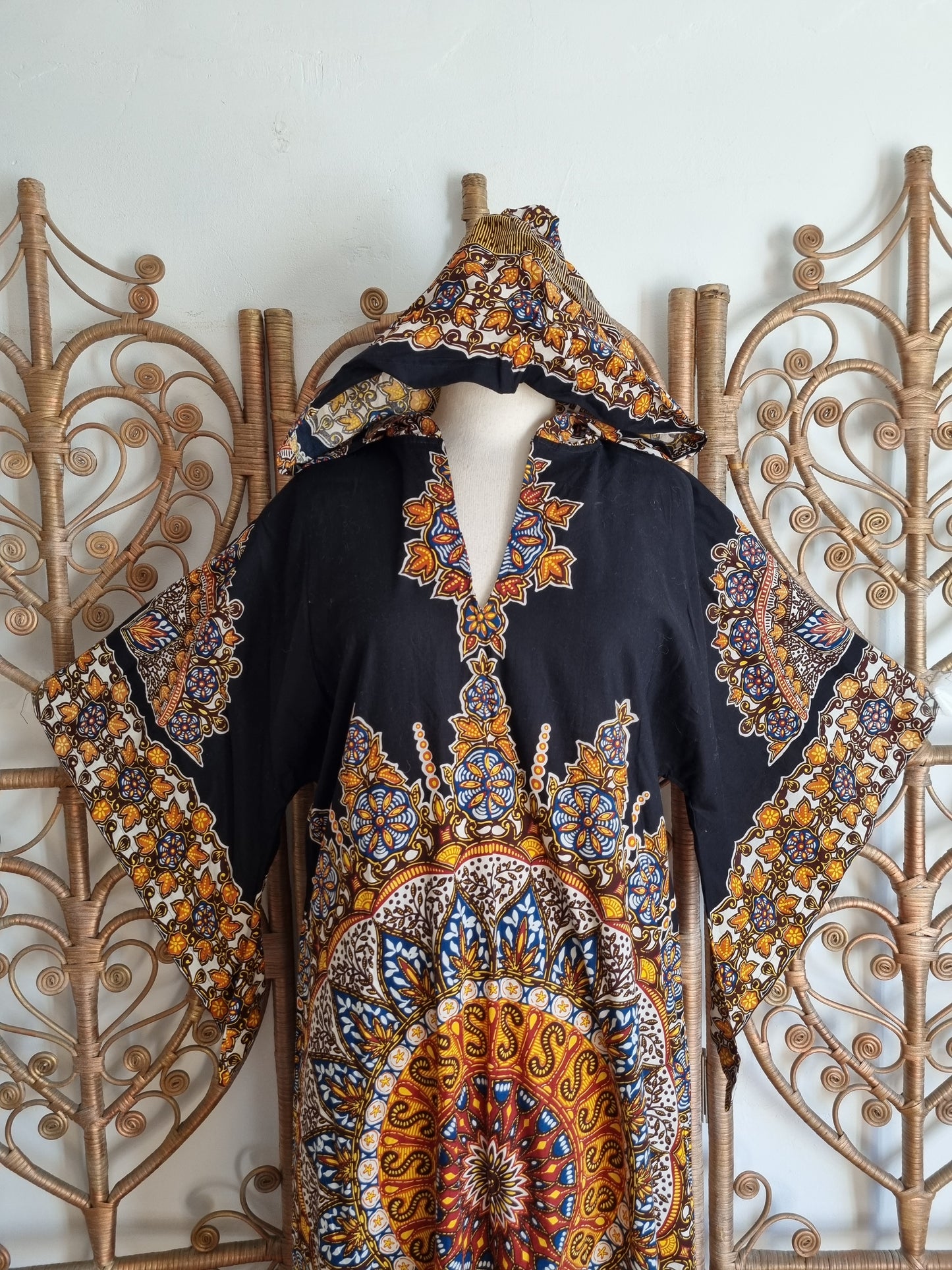 Vintage Mina of London 70s hooded dashiki dress