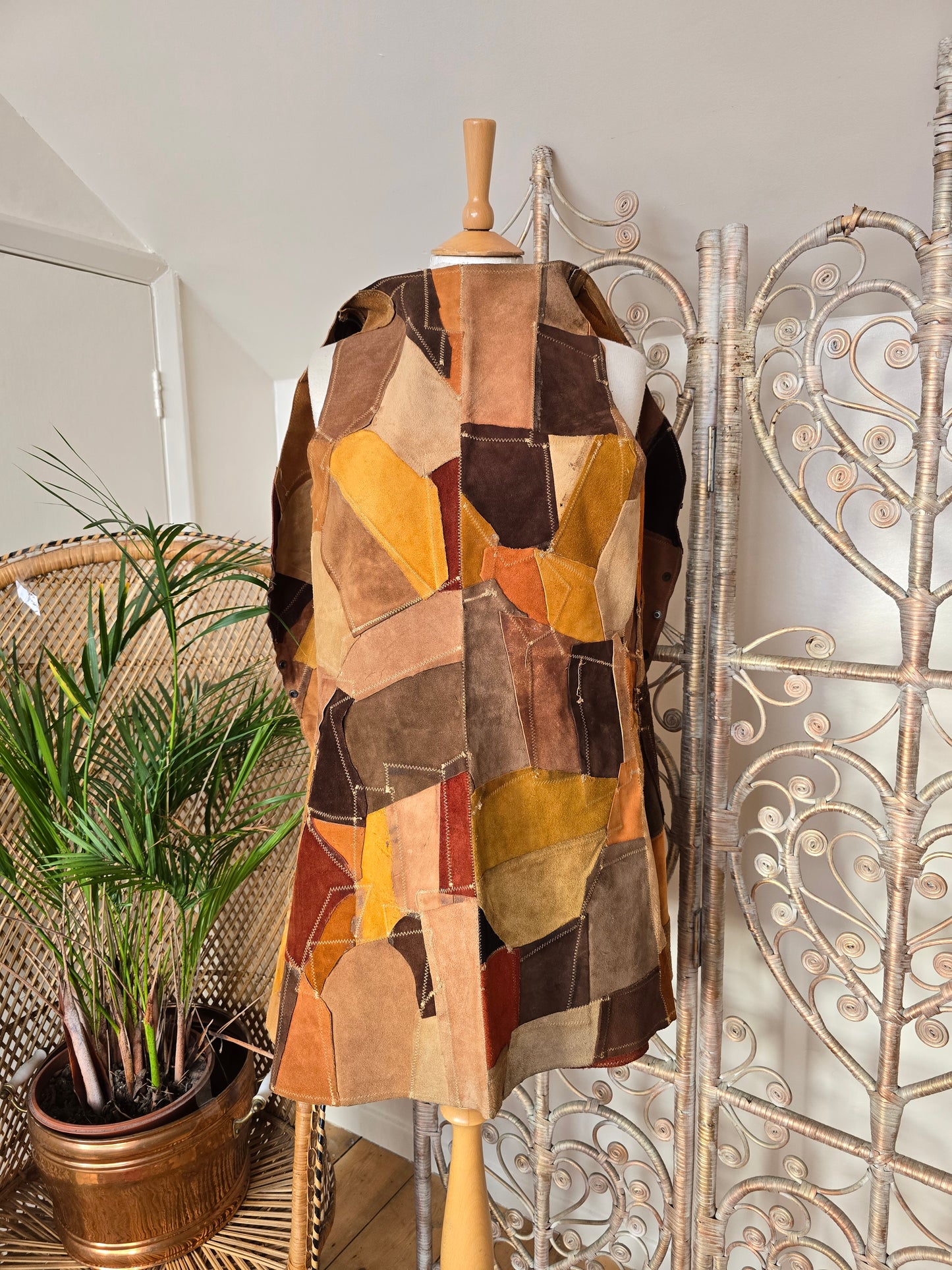 Vintage patchwork suede waistcoat skirt