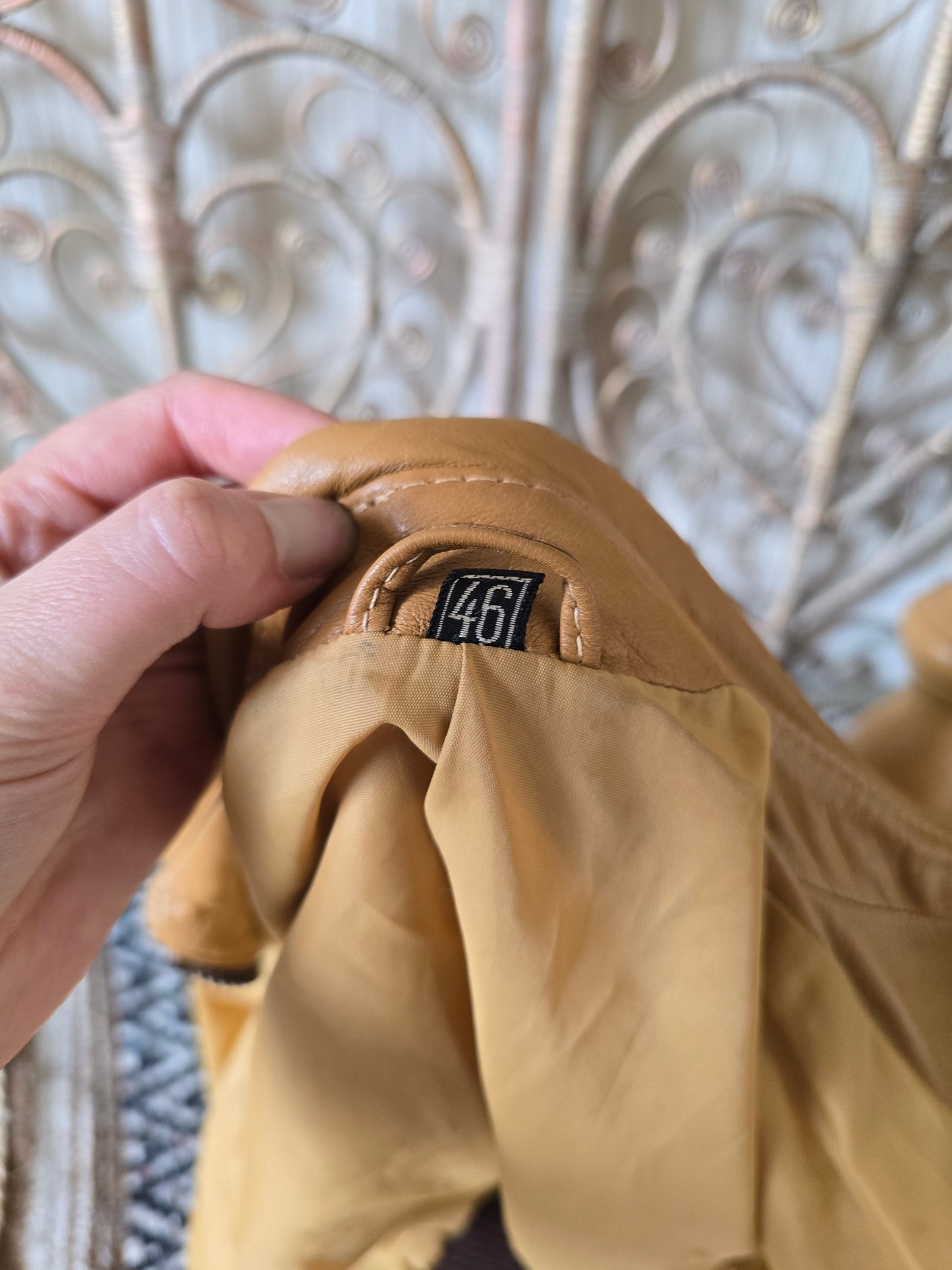 Vintage leather peak collar jacket