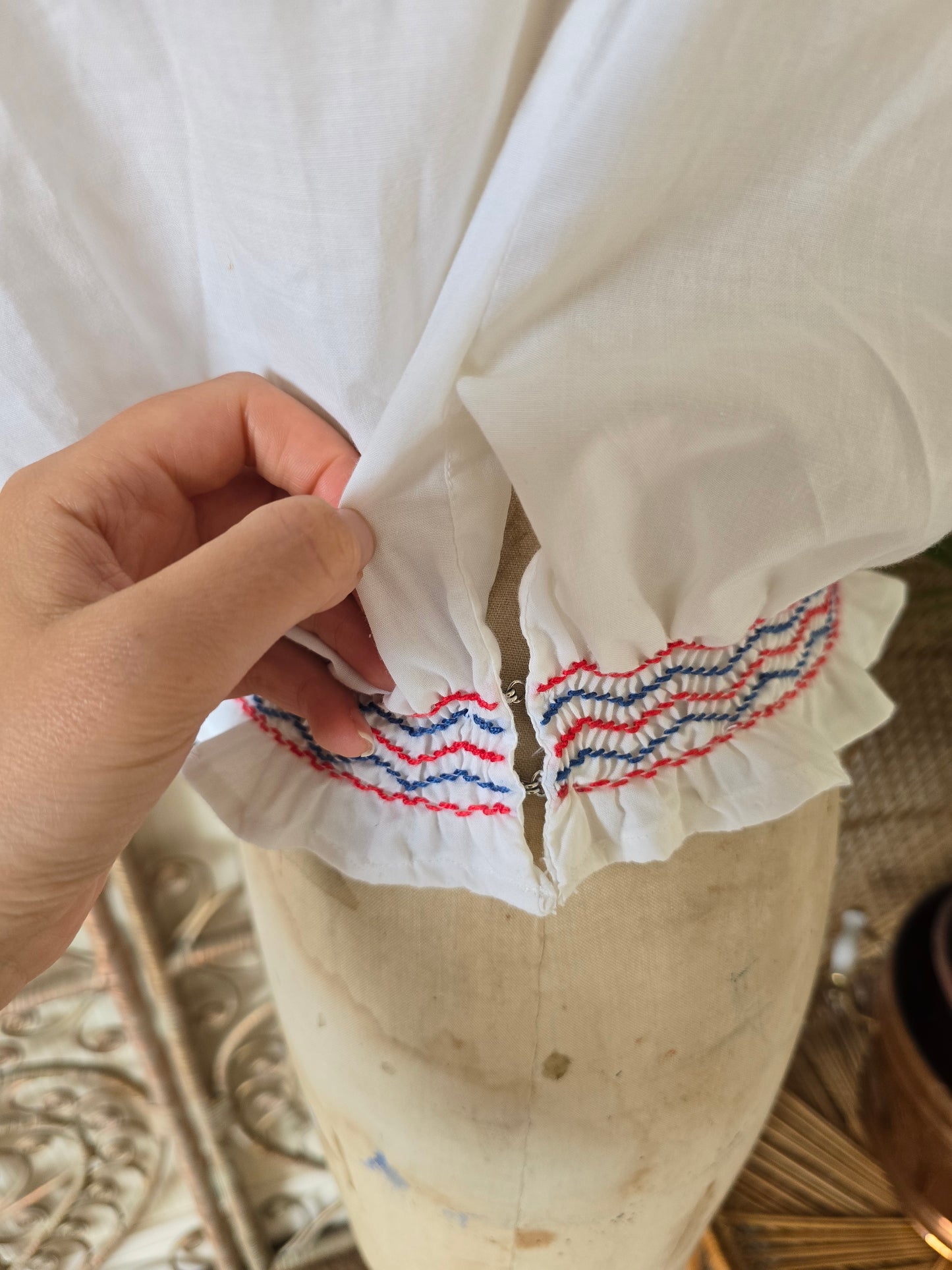 Vintage embroidered cotton blouse