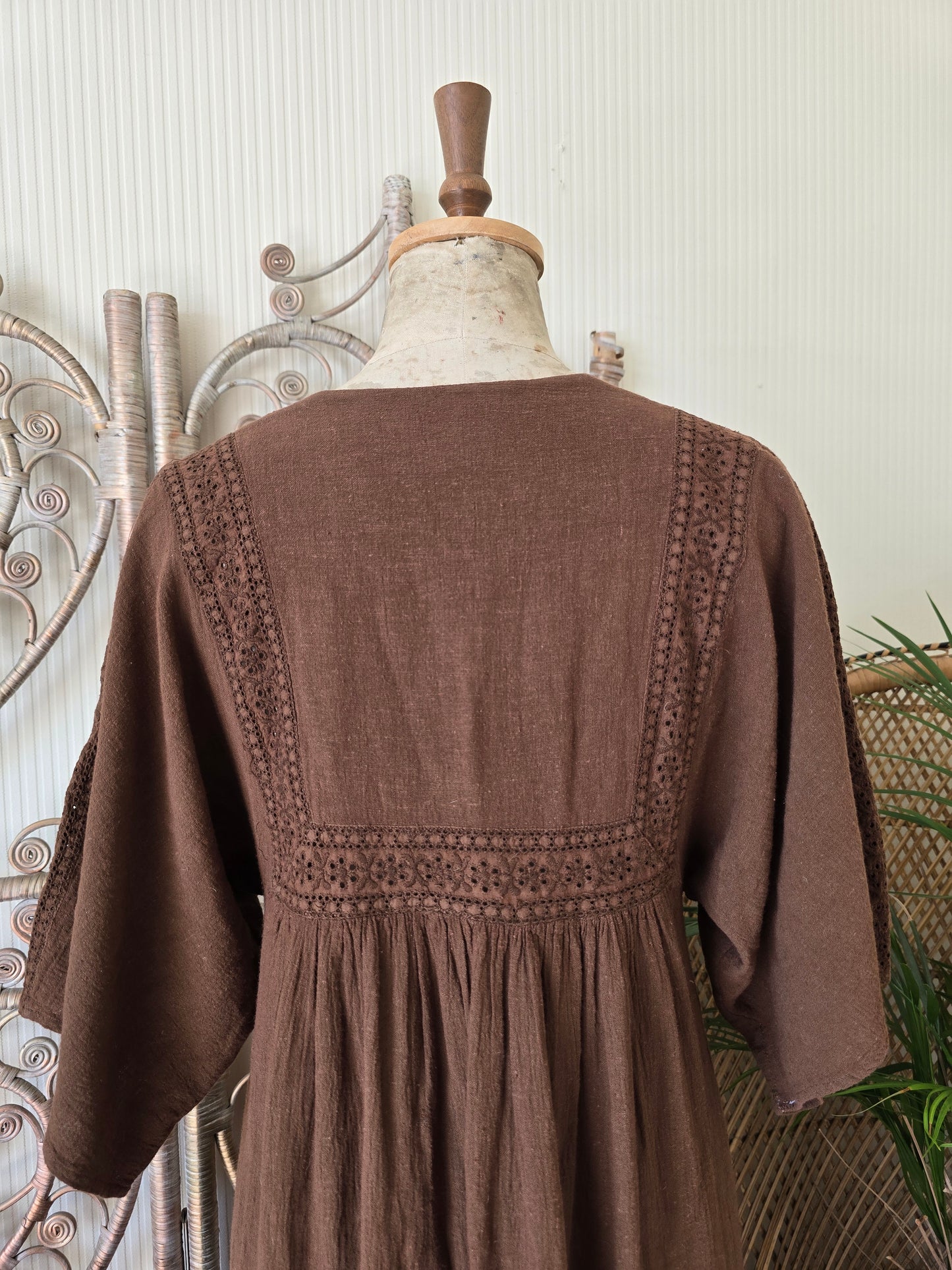 Vintage angel sleeves cheesecloth dress