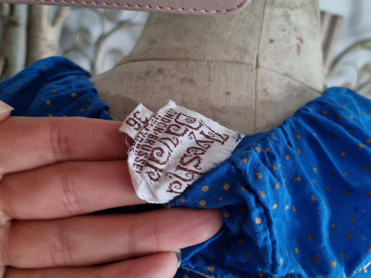 Vintage blue Ayesha Davar Indian 70s dress M