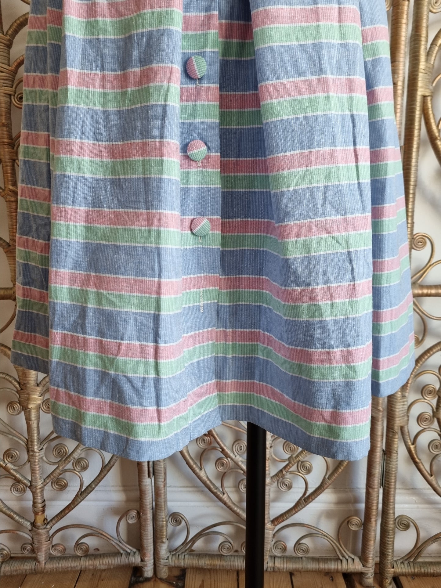 Vintage candy stripe cotton 50s 60s sun dress S