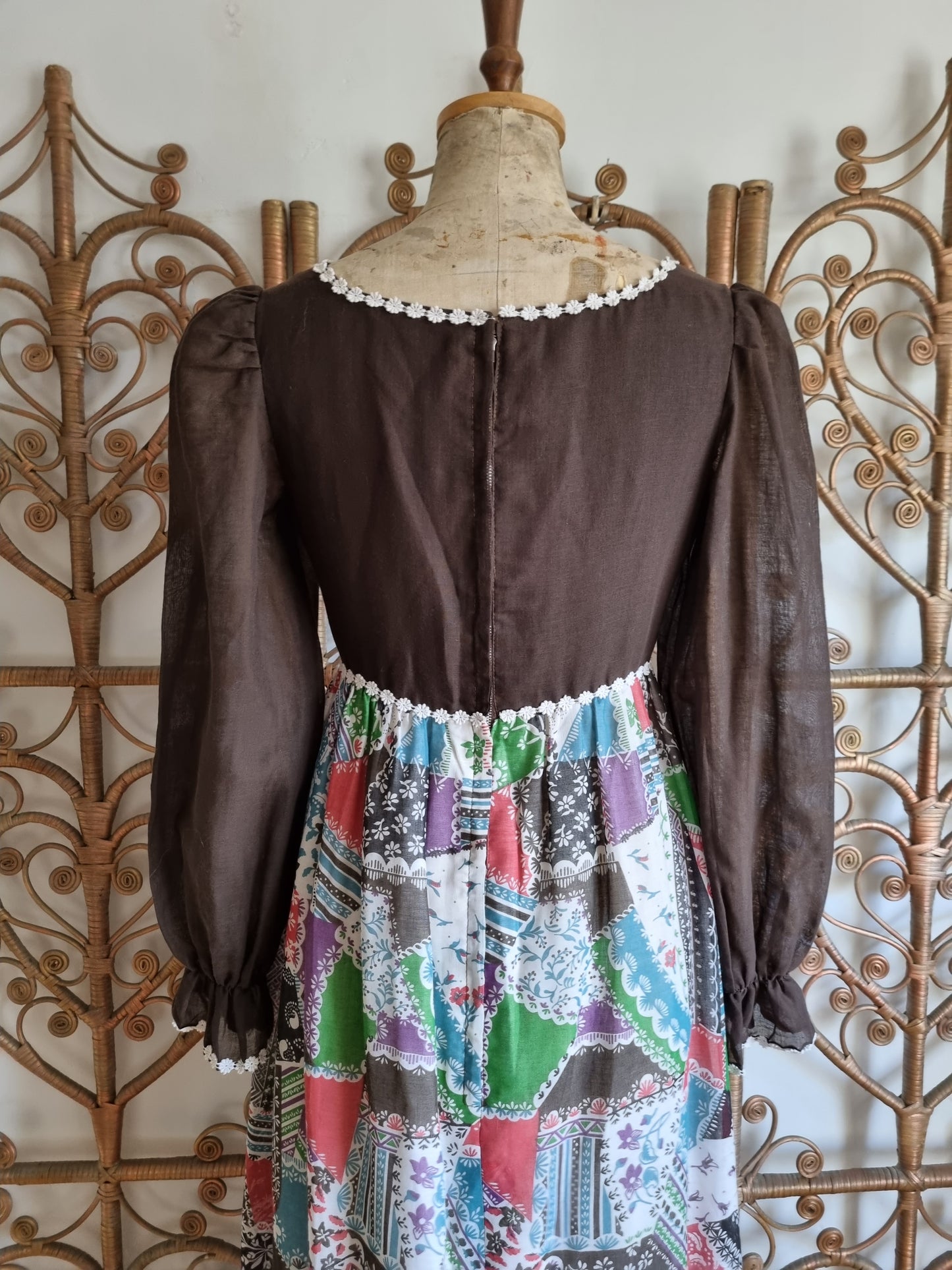 Vintage 70s prairie maxi dress XS