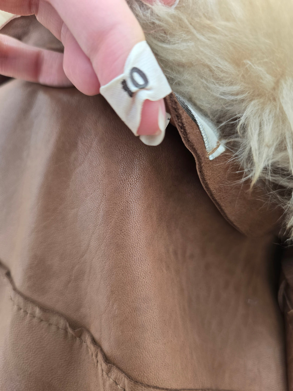 Vintage suede sheepskin crop coat