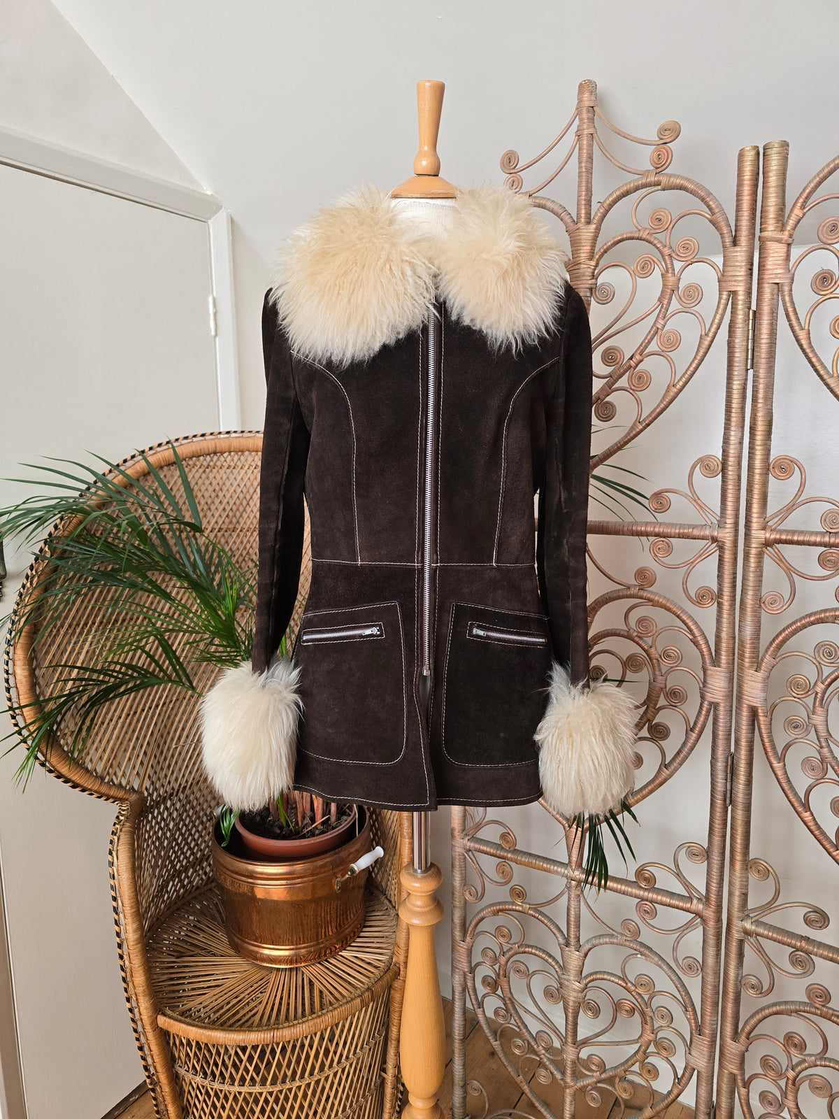 Vintage suede sheepskin coat