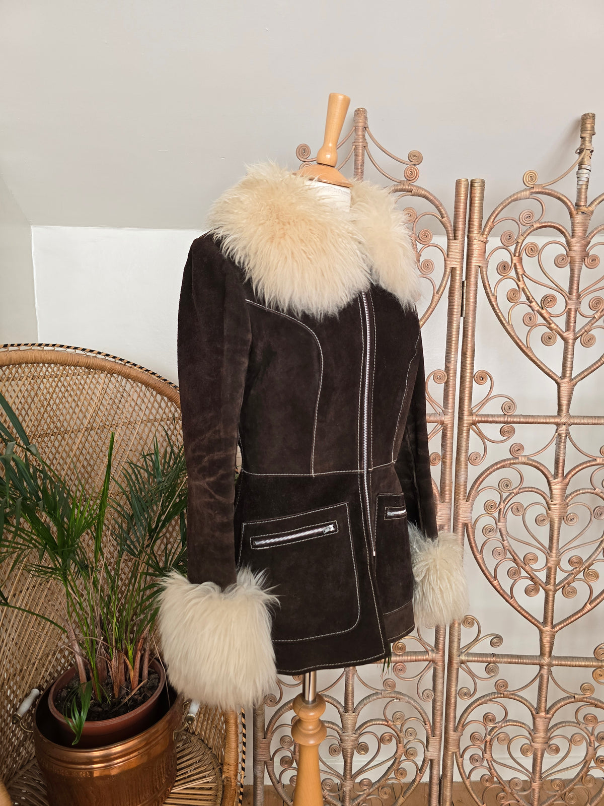 Vintage suede sheepskin coat