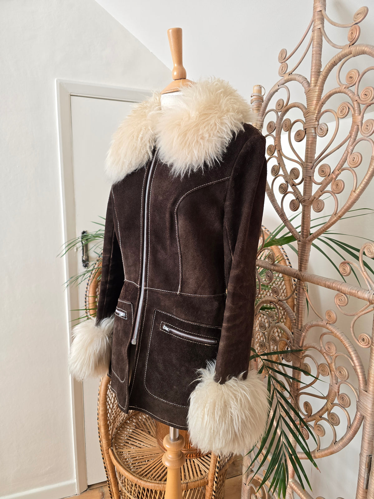 Vintage suede sheepskin coat