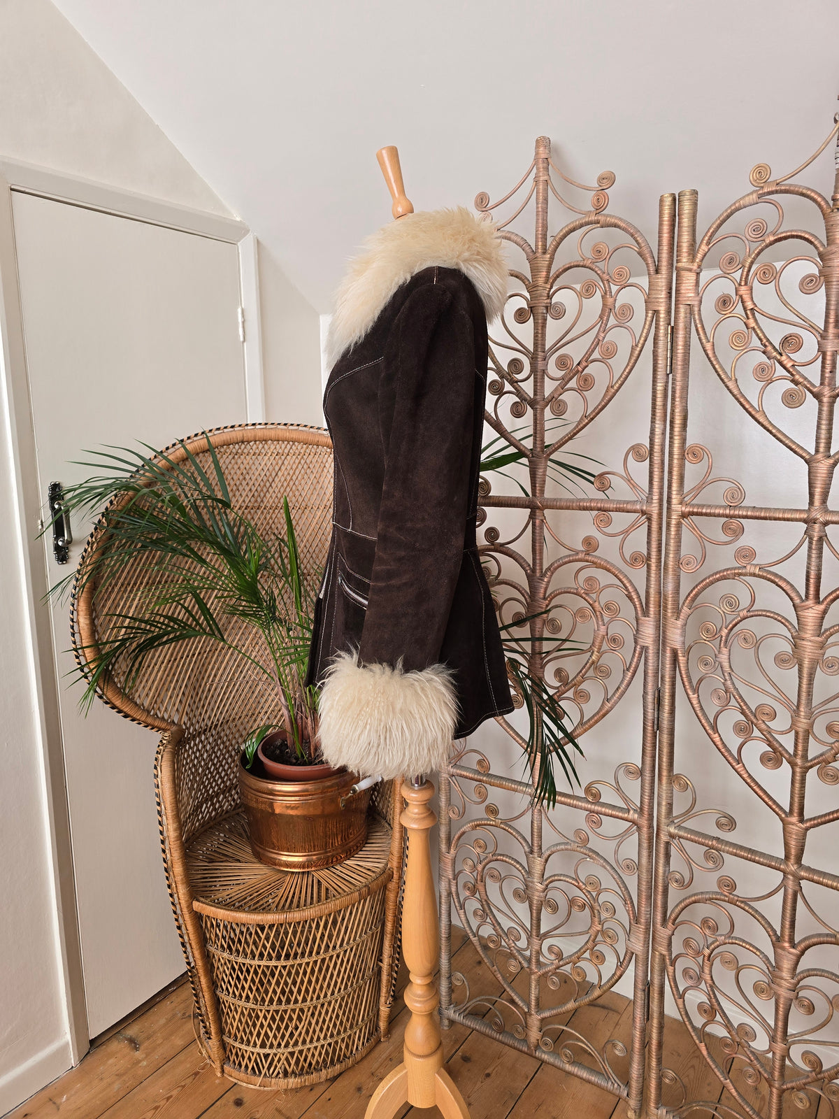 Vintage suede sheepskin coat