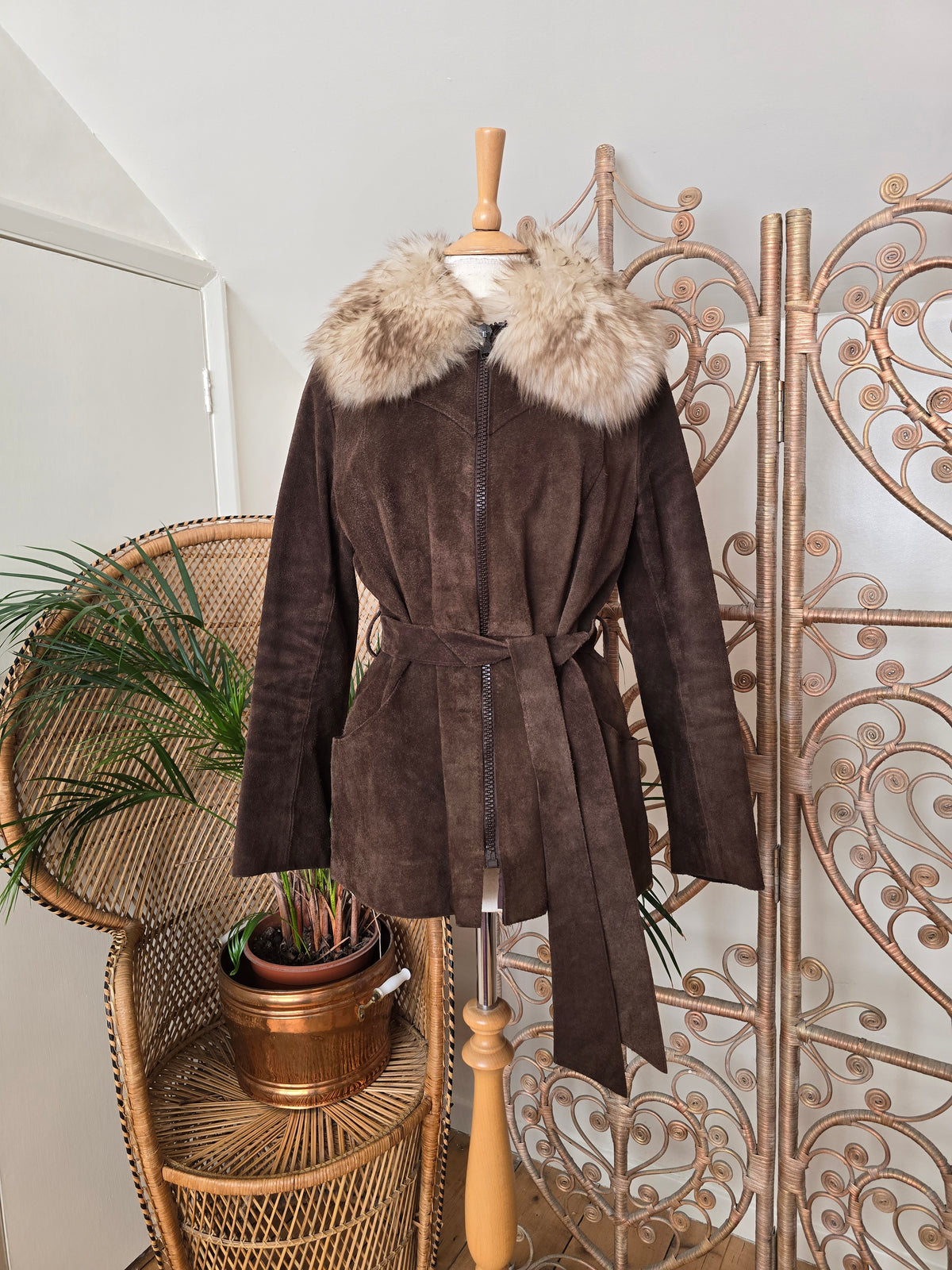 Vintage suede sheepskin coat