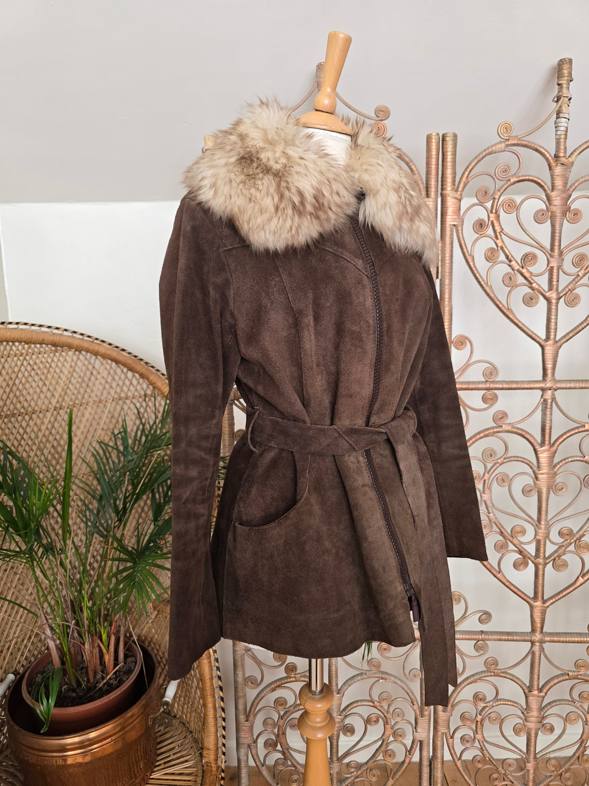Vintage suede sheepskin coat