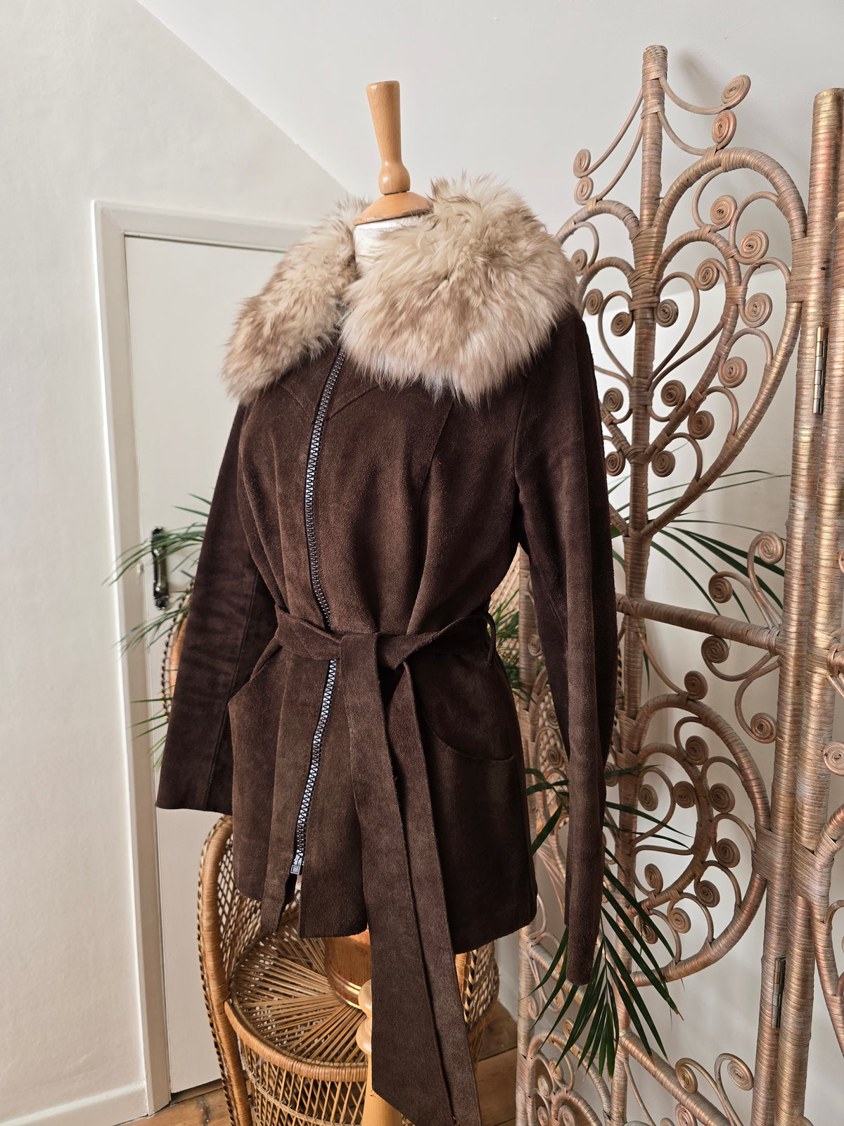 Vintage suede sheepskin coat