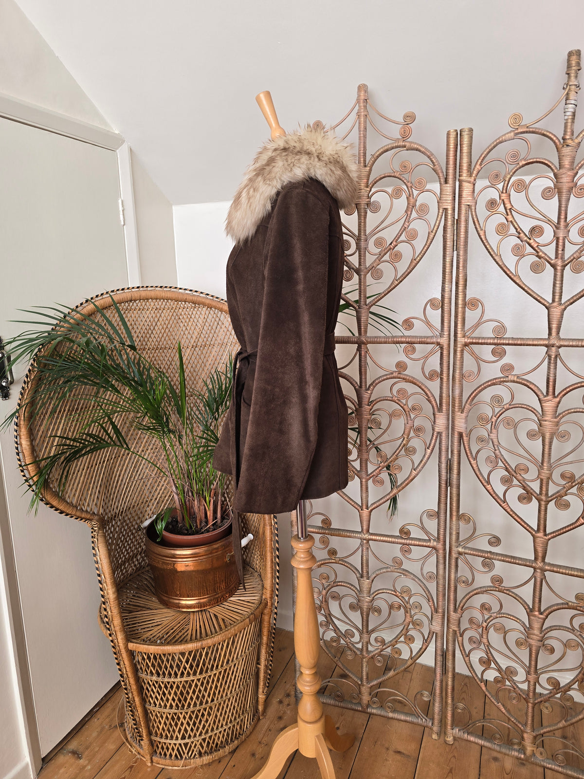 Vintage suede sheepskin coat
