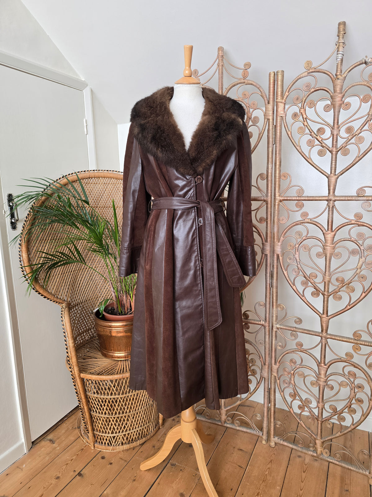 Vintage leather suede 70s coat