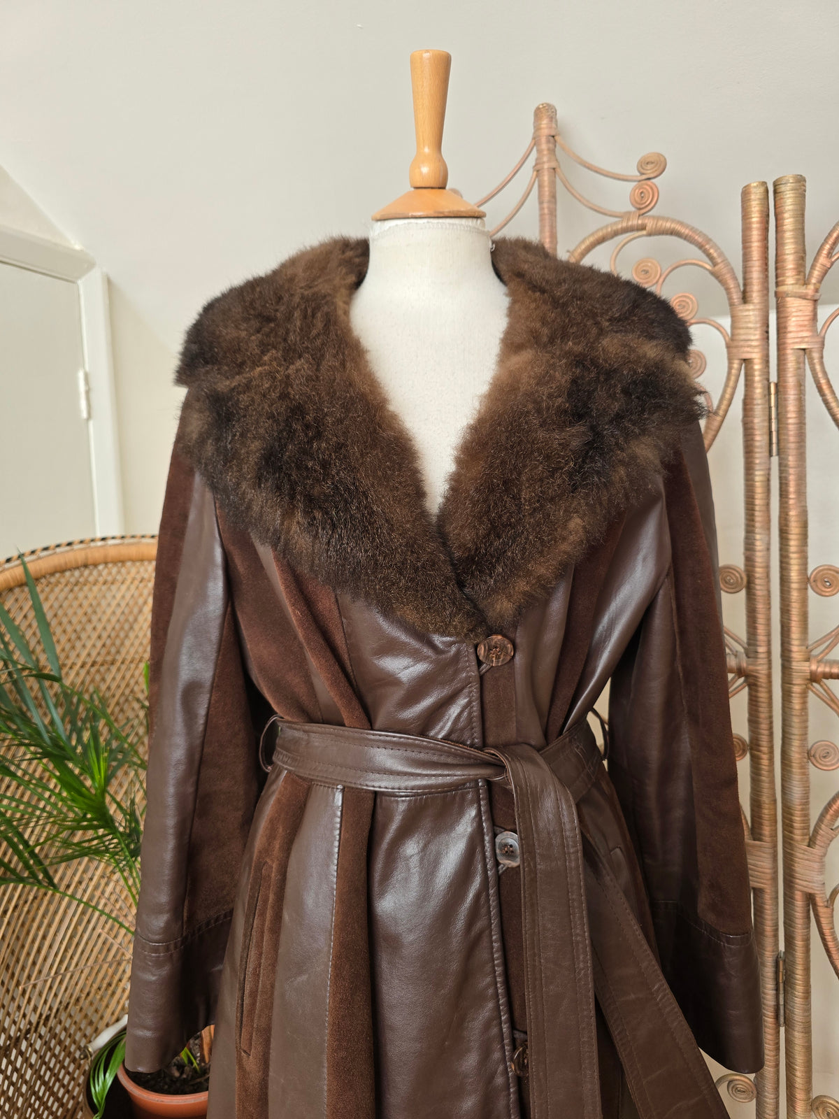 Vintage leather suede 70s coat