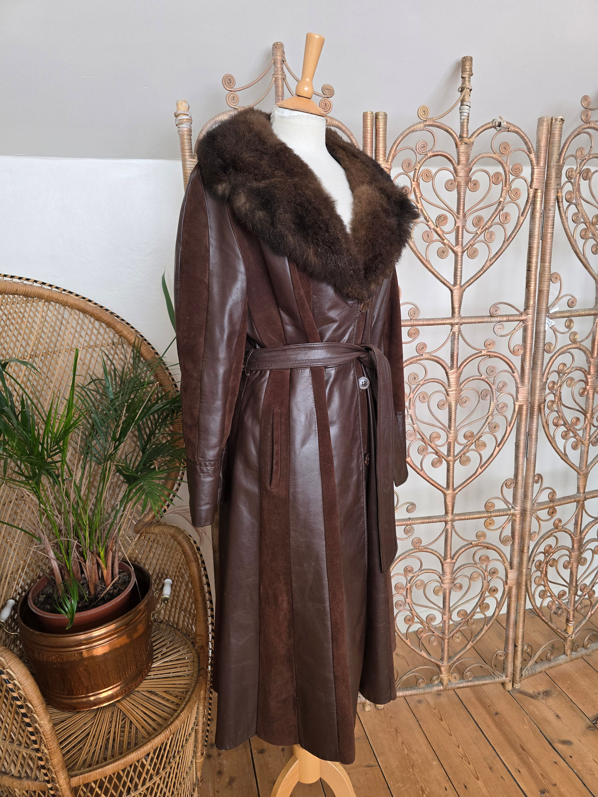 Vintage leather suede 70s coat