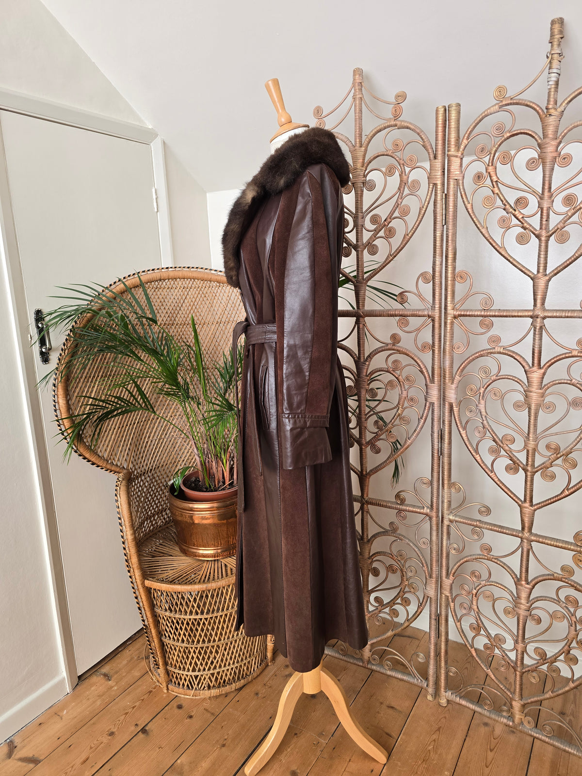 Vintage leather suede 70s coat