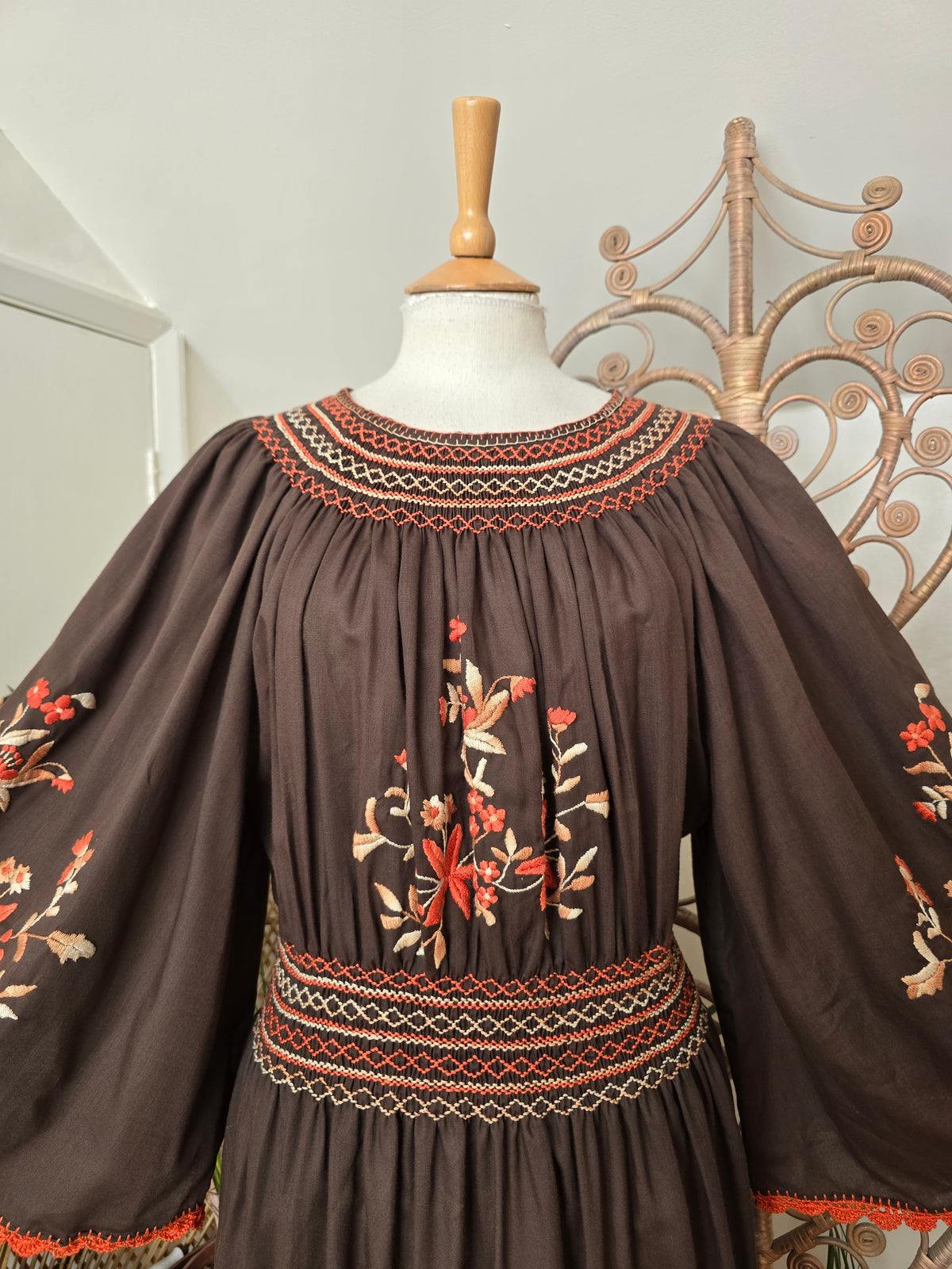 Vintage Hungarian 70s embroidery dress