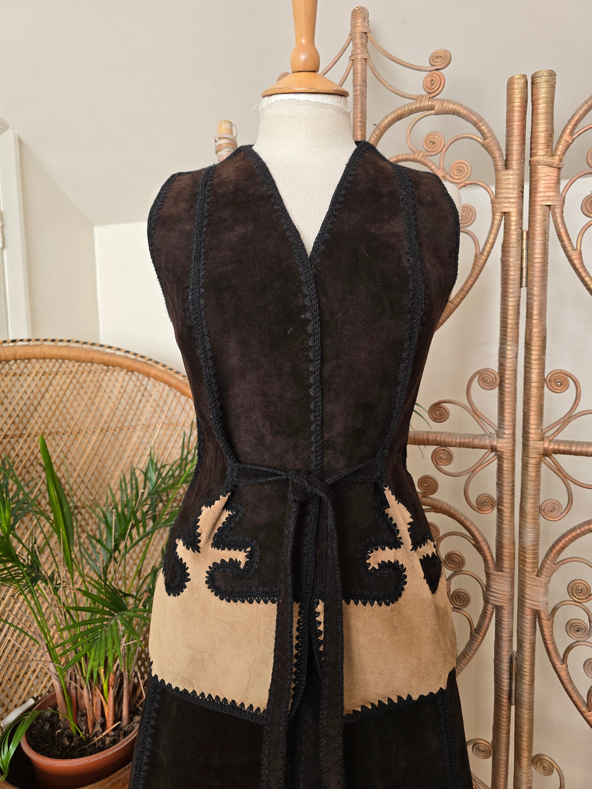 Vintage suede waistcoat skirt