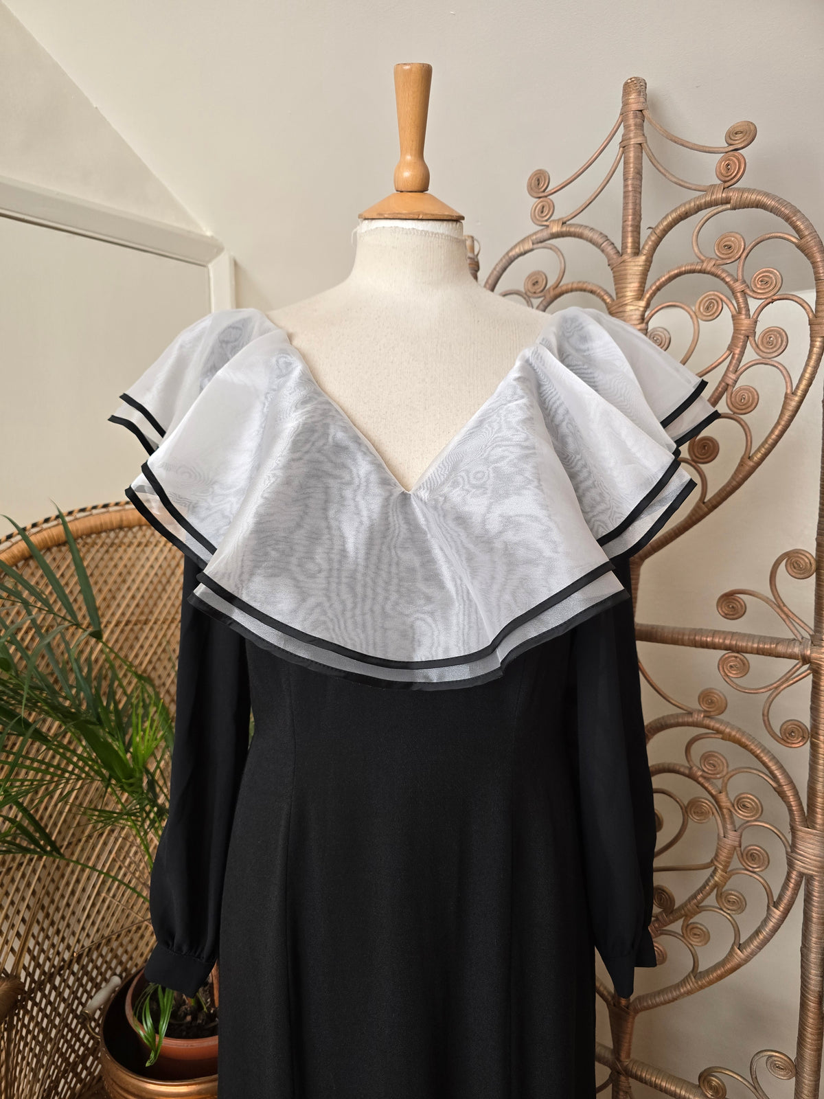 Vintage frill collar maxi dress