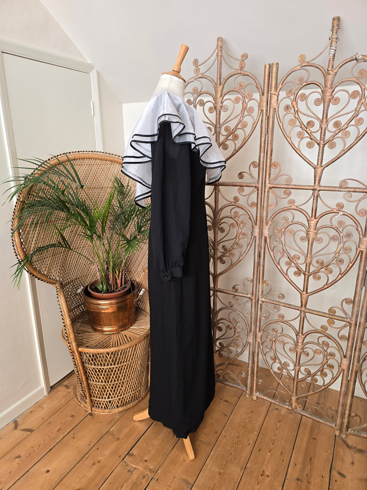 Vintage frill collar maxi dress