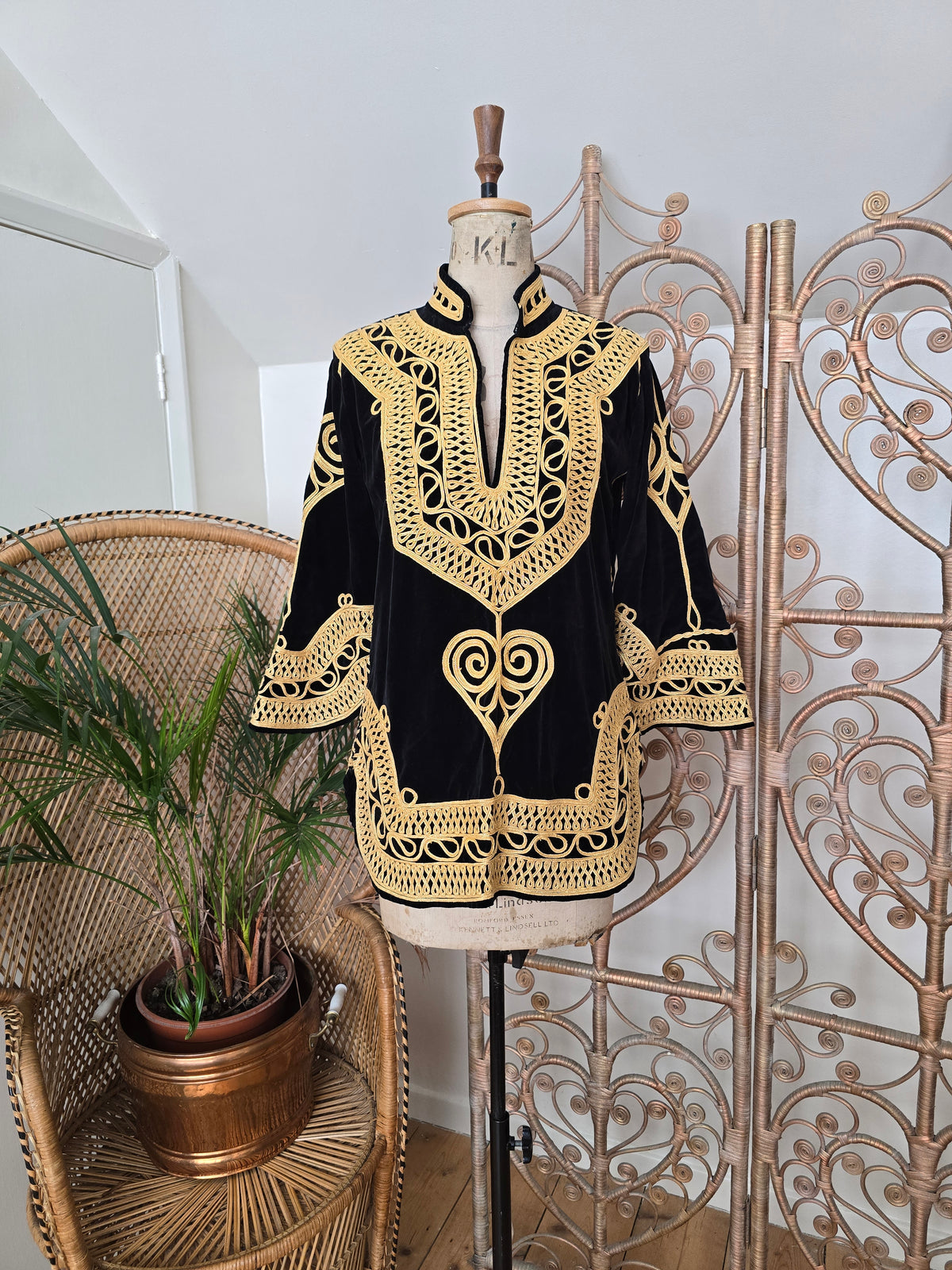Vintage embroidered velvet tunic