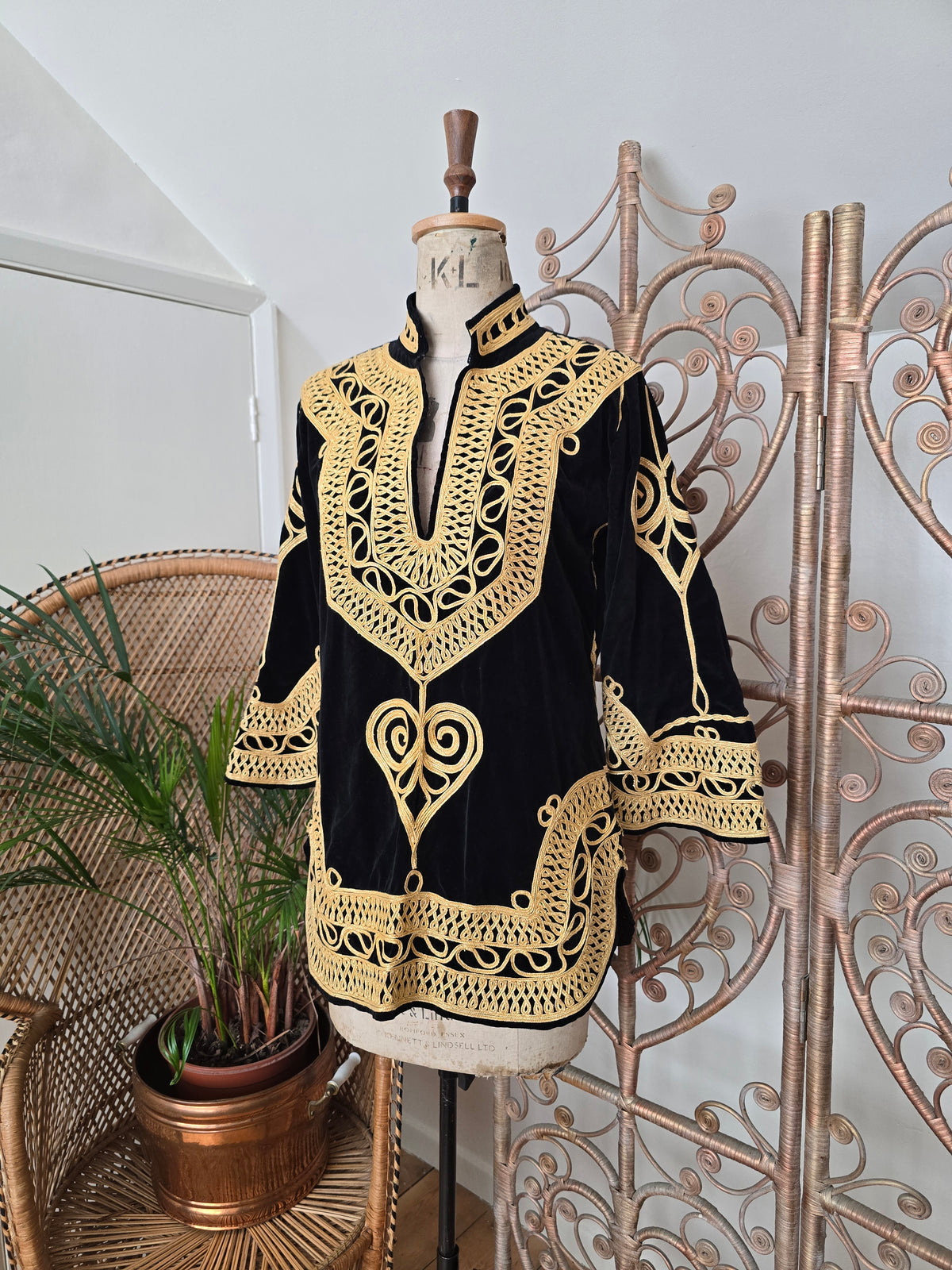 Vintage embroidered velvet tunic