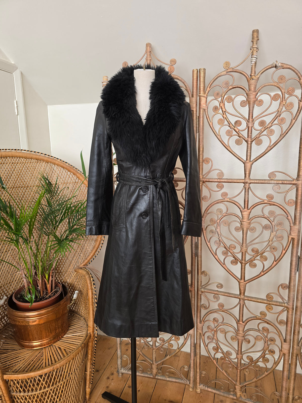 Vintage leather 70s coat