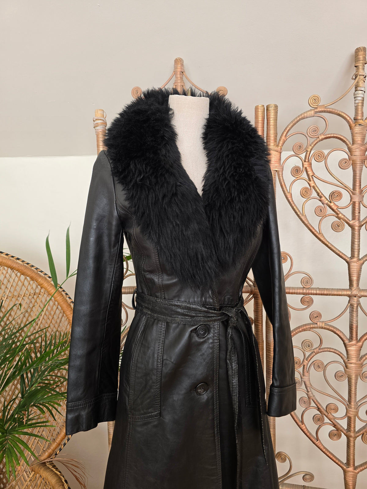 Vintage leather 70s coat