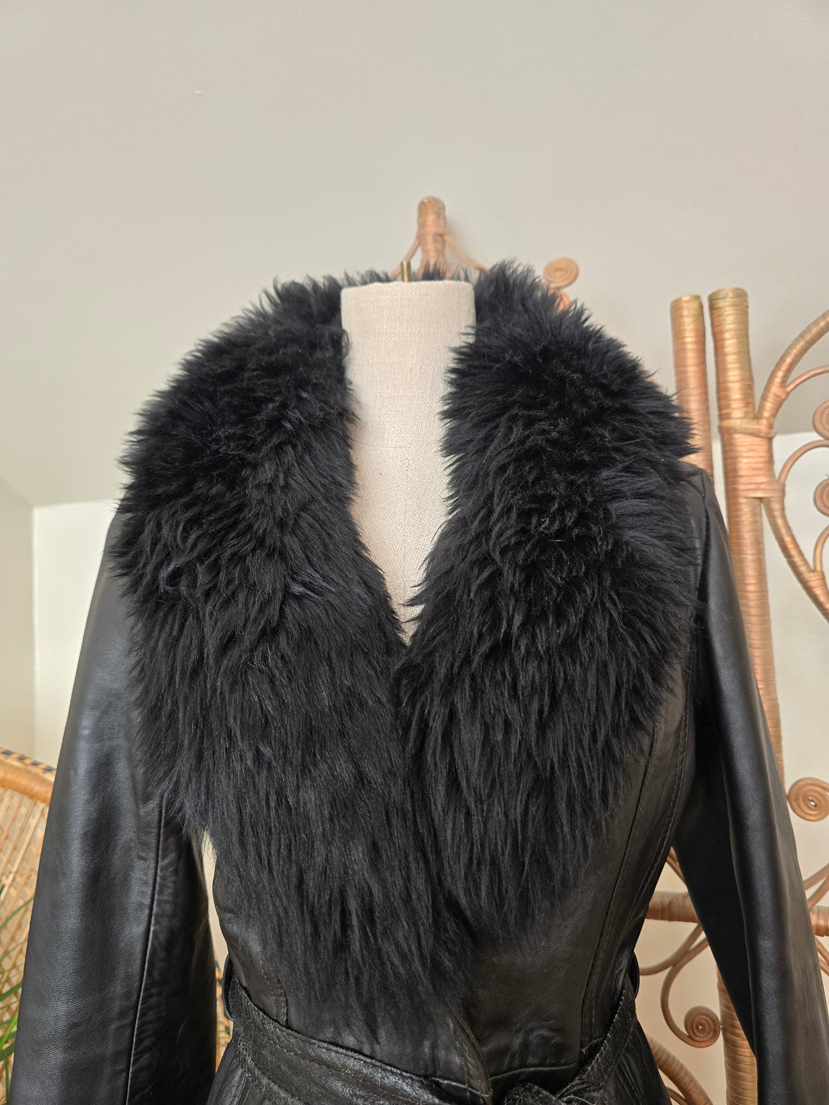 Vintage leather 70s coat