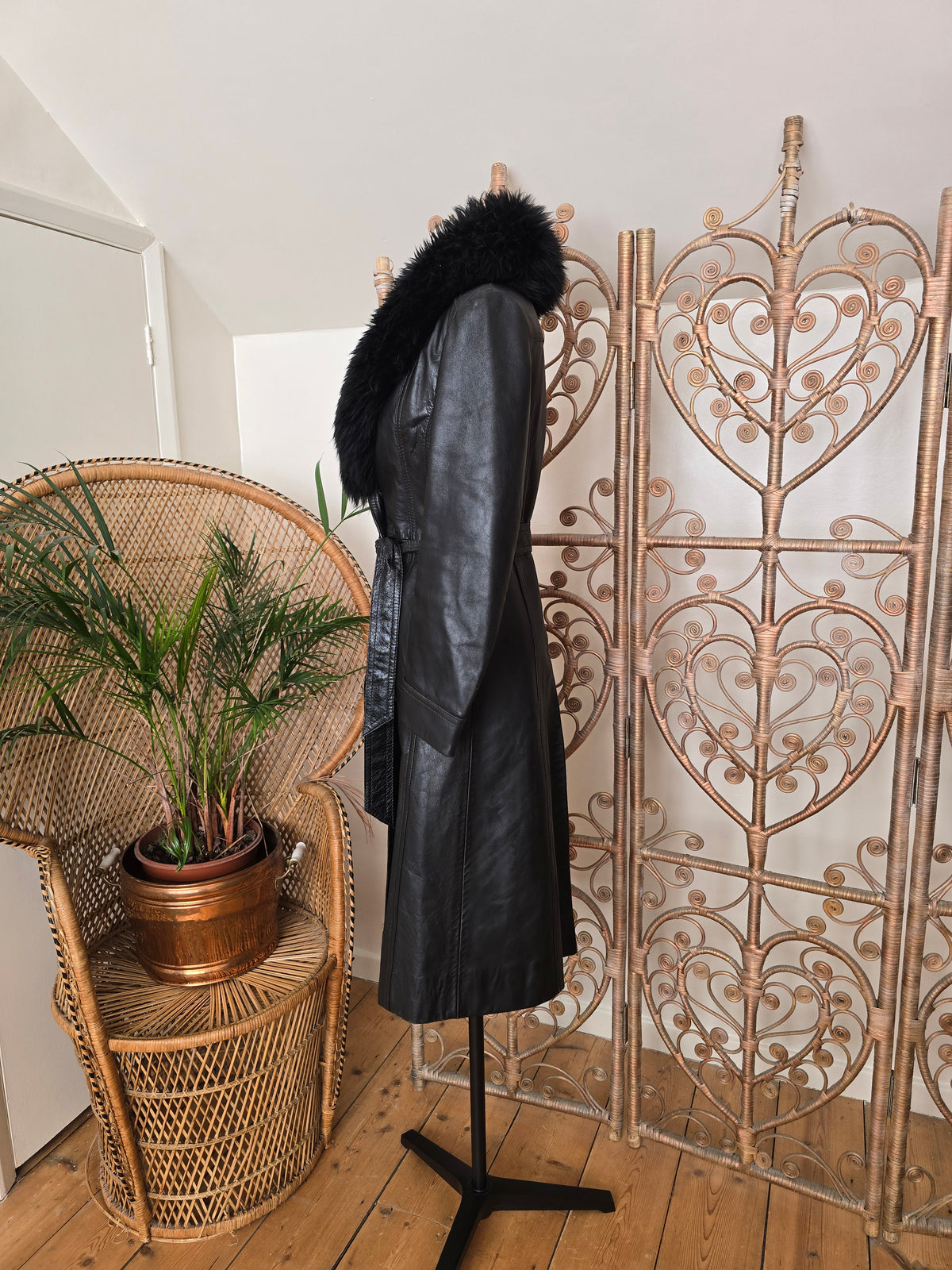 Vintage leather 70s coat