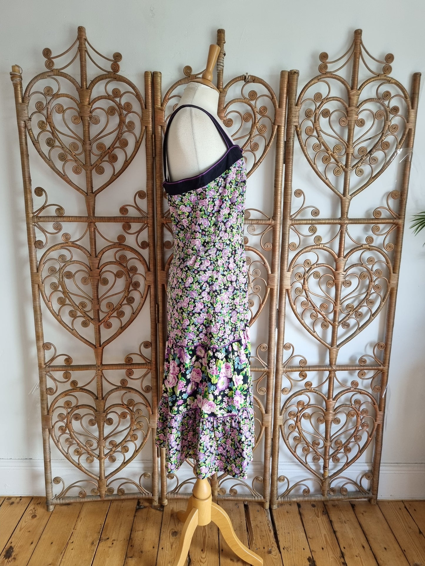 Vintage floral cotton sun dress M