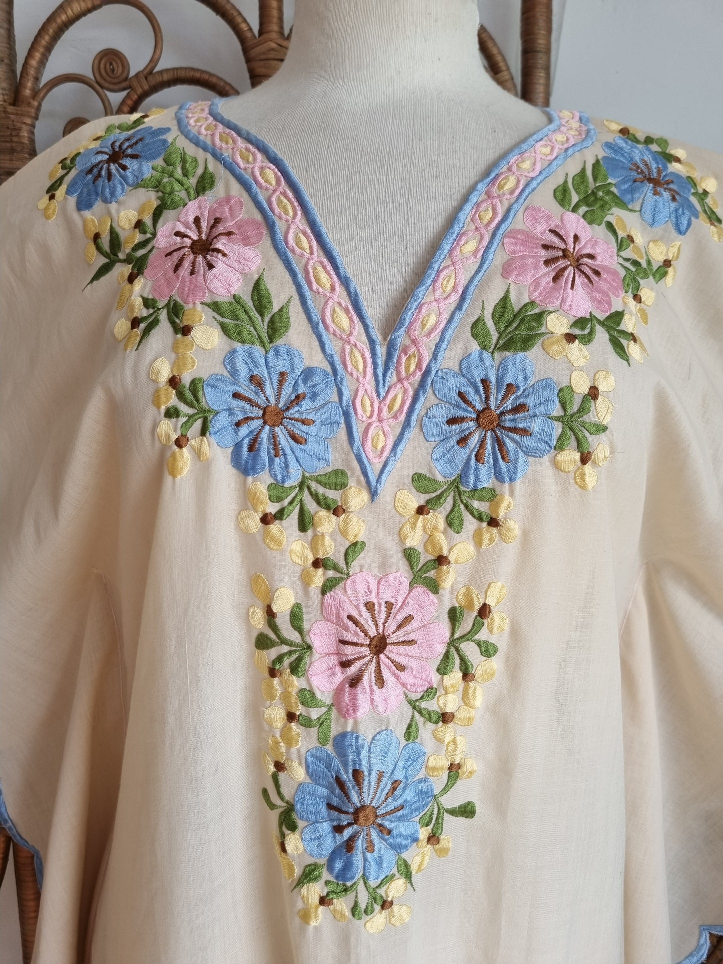 Vintage embroidered cape dress