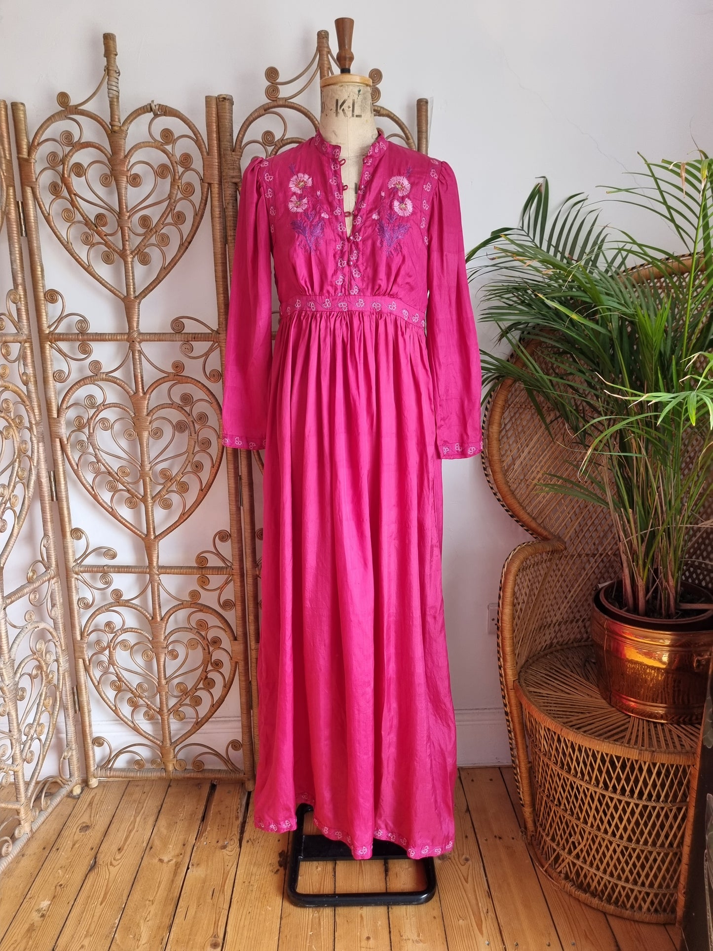 Vintage Indian silk kaftan dress