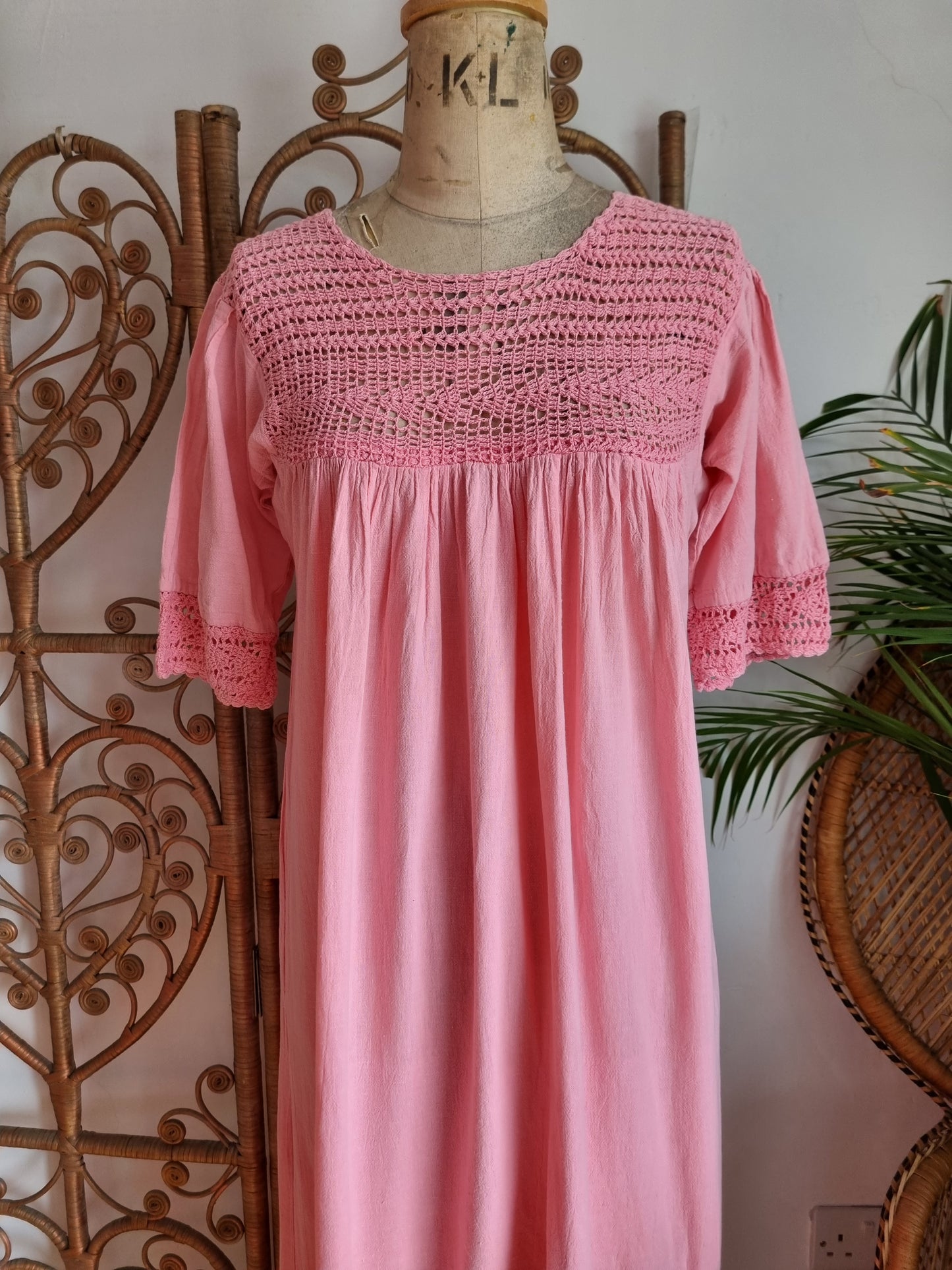 Vintage crochet cheesecloth dress