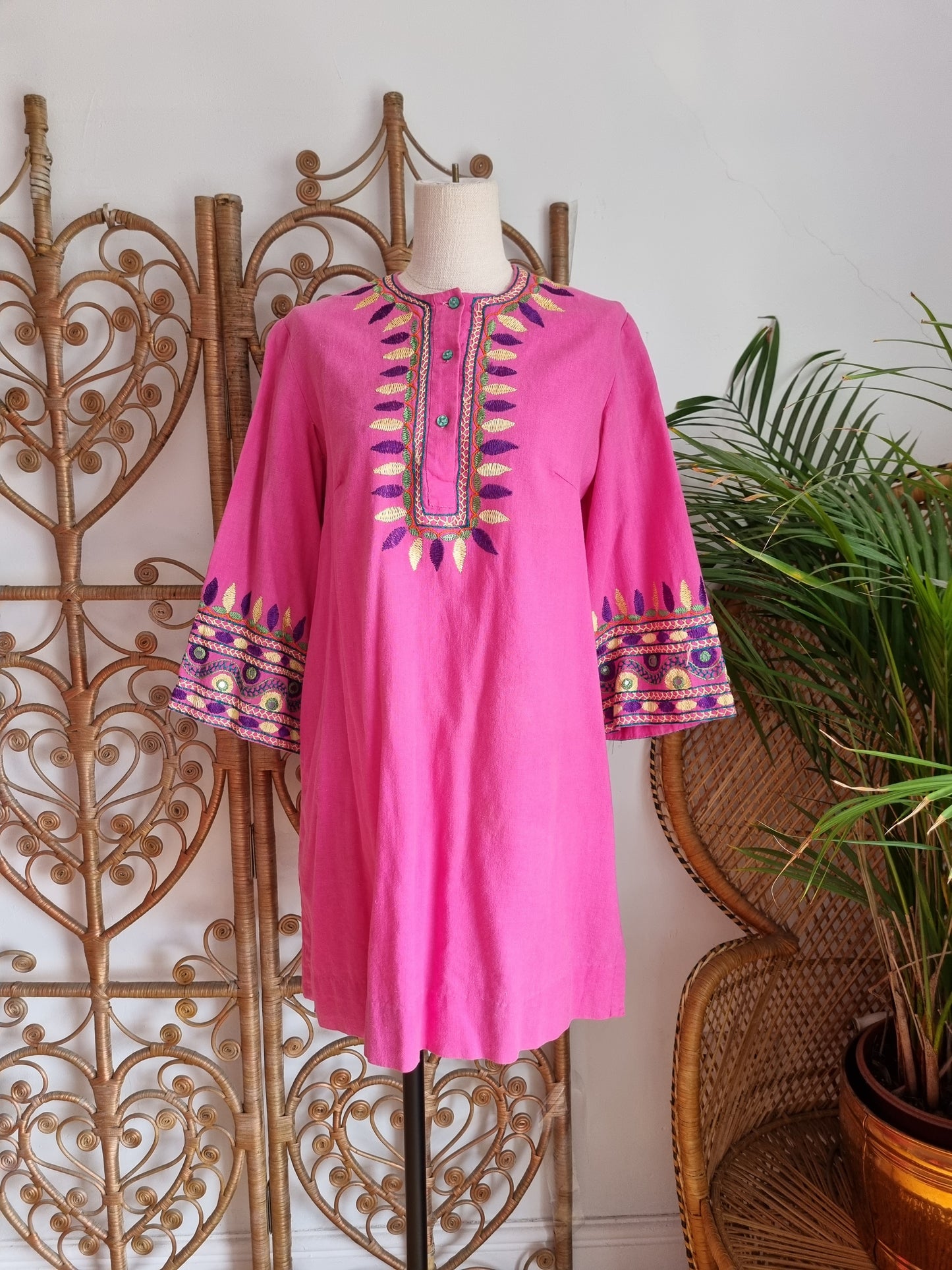 Vintage embroidered Indian tunic dress