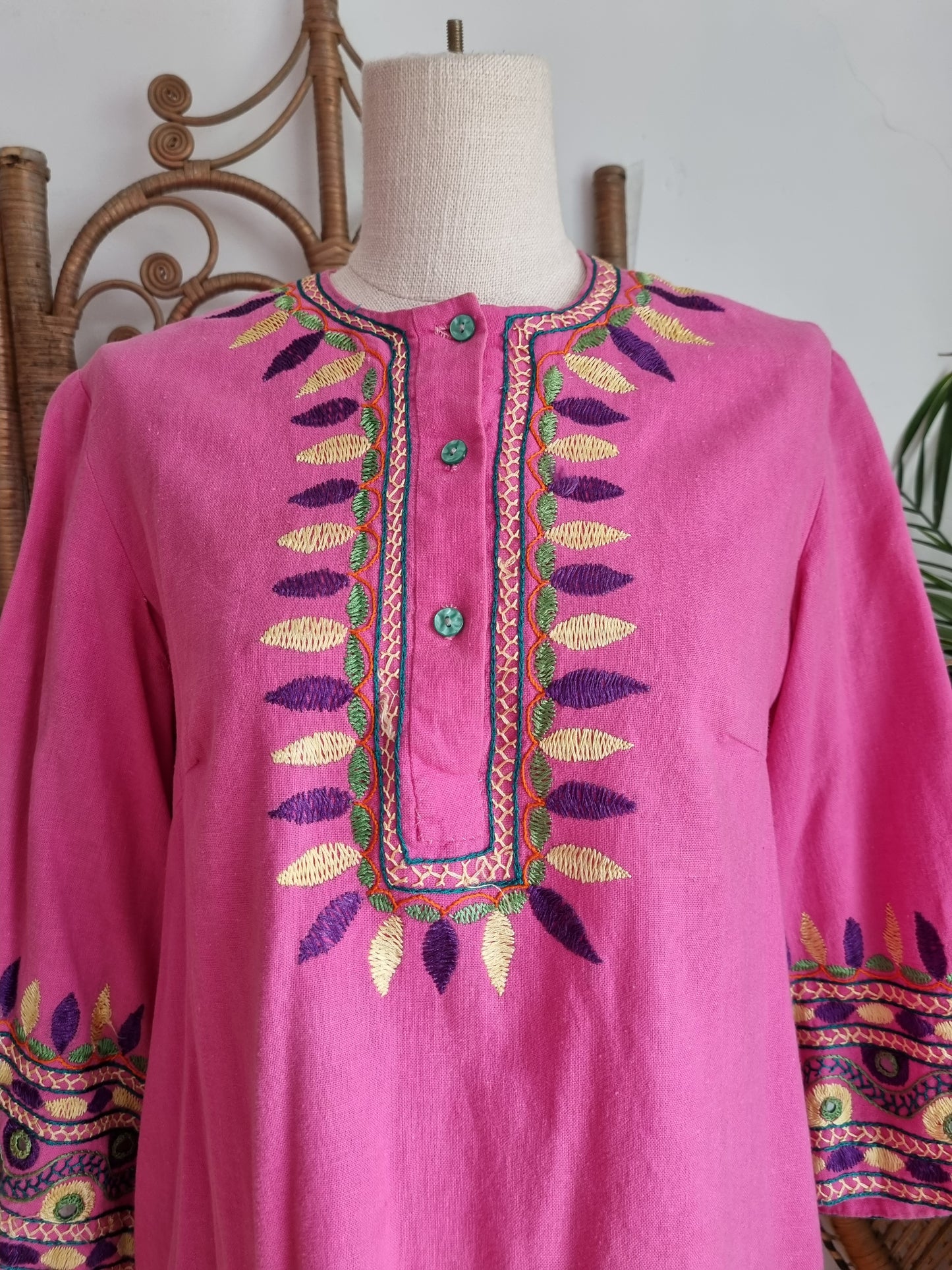 Vintage embroidered Indian tunic dress