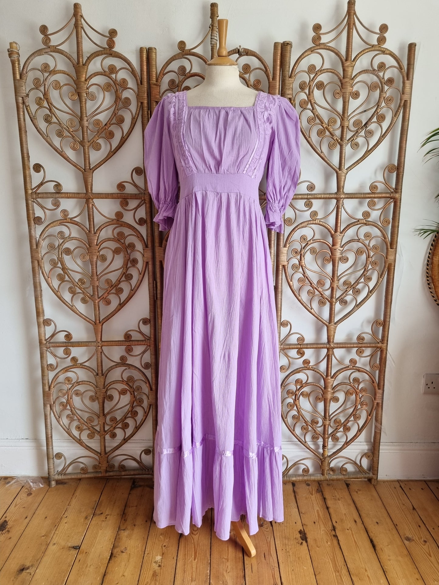 Vintage lilac cheesecloth maxi dress