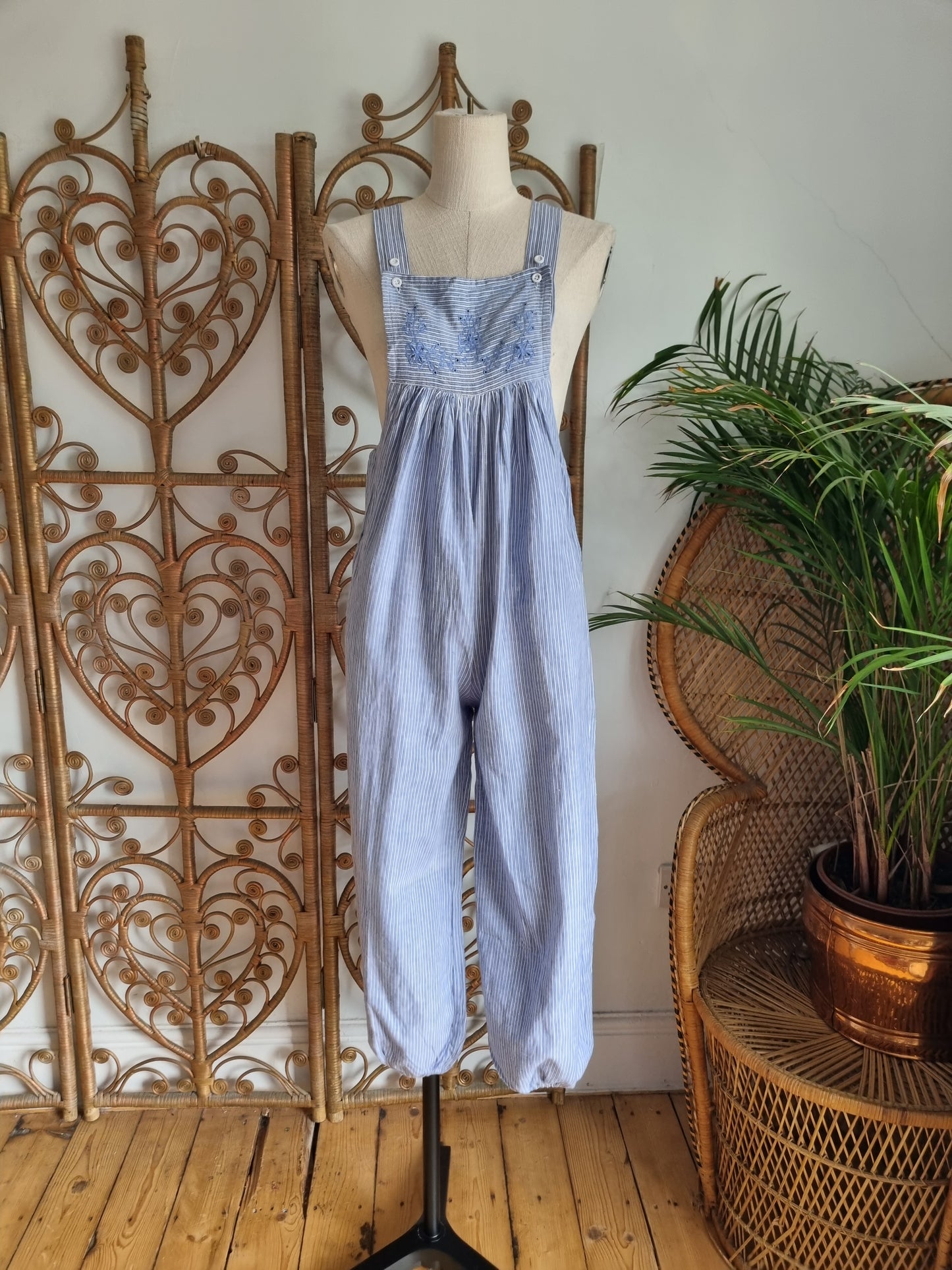 Vintage stripe cotton jumpsuit xs