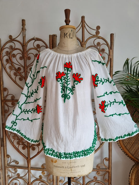 Vintage embroidered cheesecloth blouse