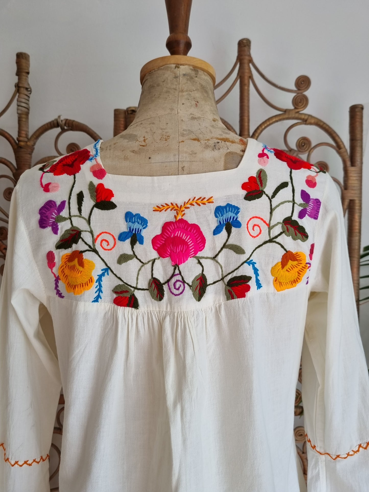Vintage embroidered cotton blouse