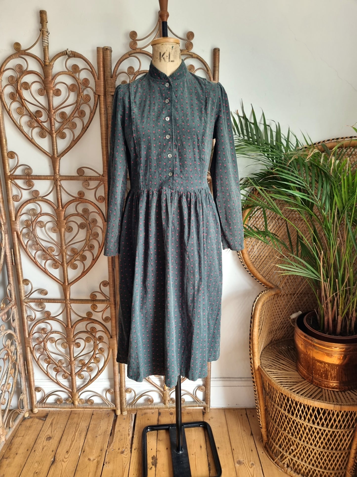 Vintage green needlecord Laura Ashley dress