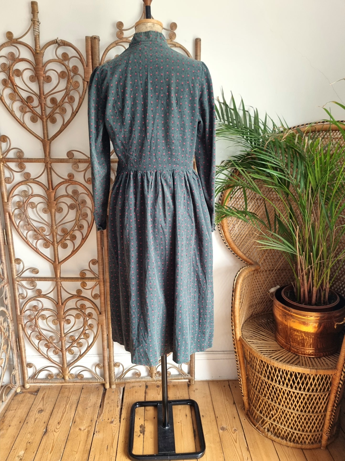 Vintage green needlecord Laura Ashley dress